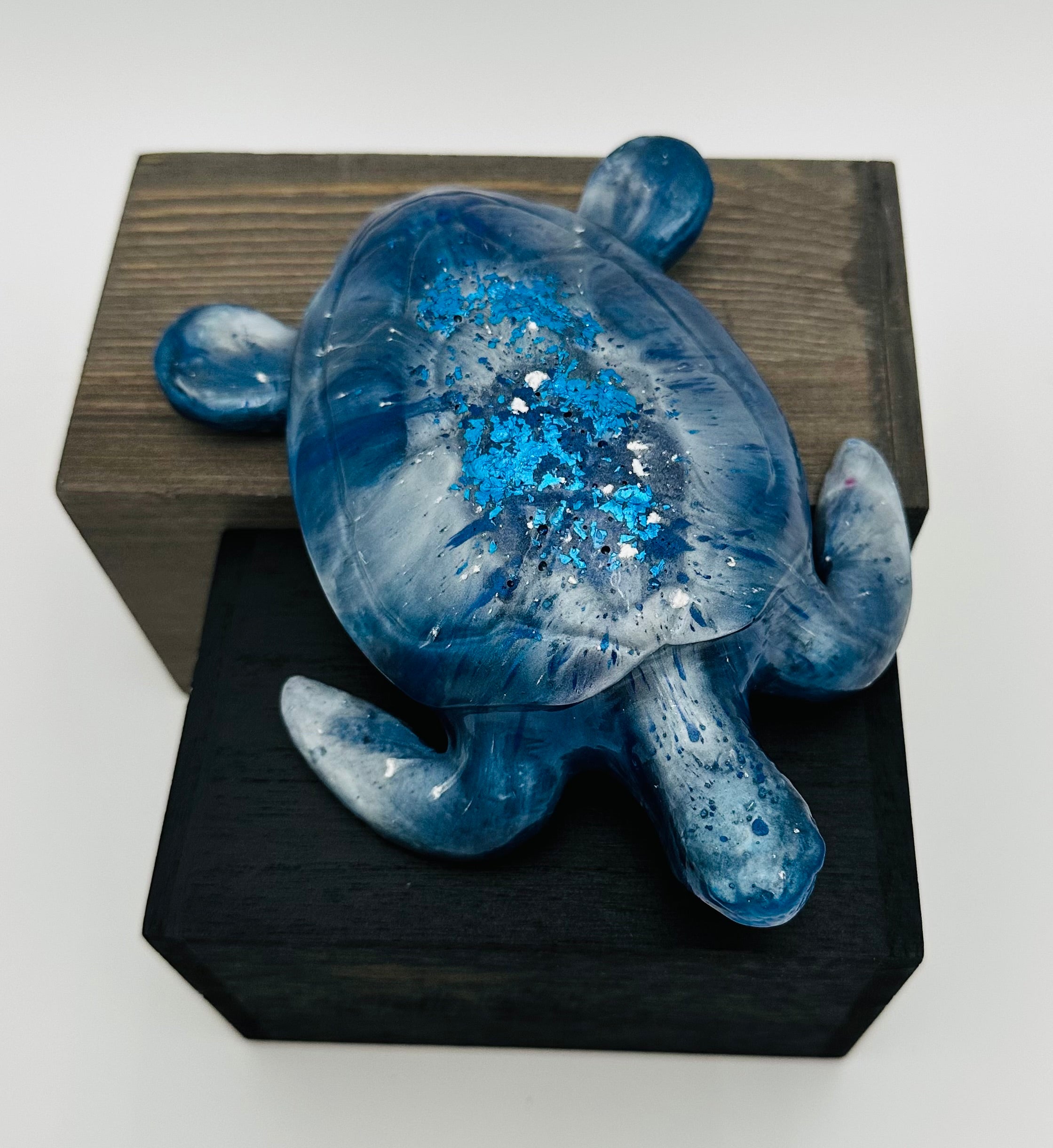 Hand-Poured Resin Art Turtle Sculpture