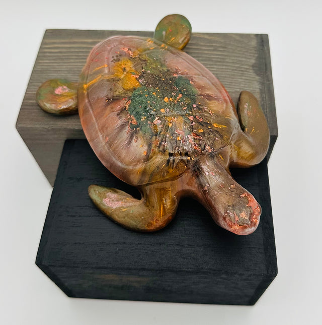 Hand-Poured Resin Art Turtle Sculpture