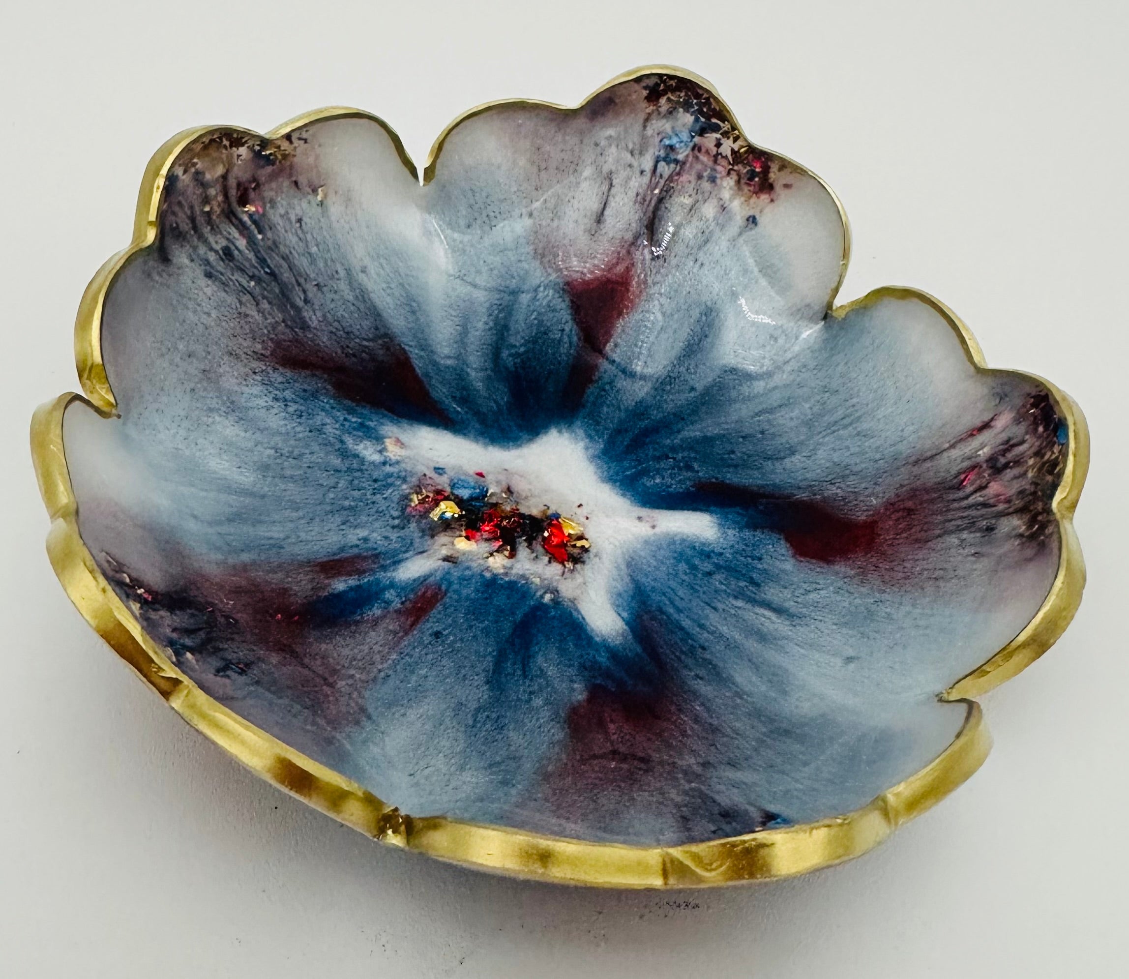 Small ResinFlower Bowl -Trimmed in Gold, Bronze, or Silver