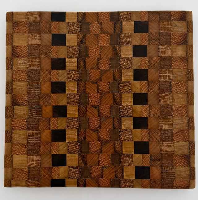 Handcrafted Mosaic End-Grain Hardwood Cutting Board & Serving Tray