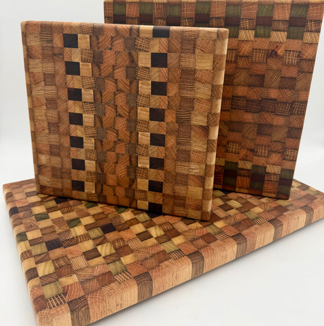 Handcrafted Mosaic End-Grain Hardwood Cutting Board & Serving Tray