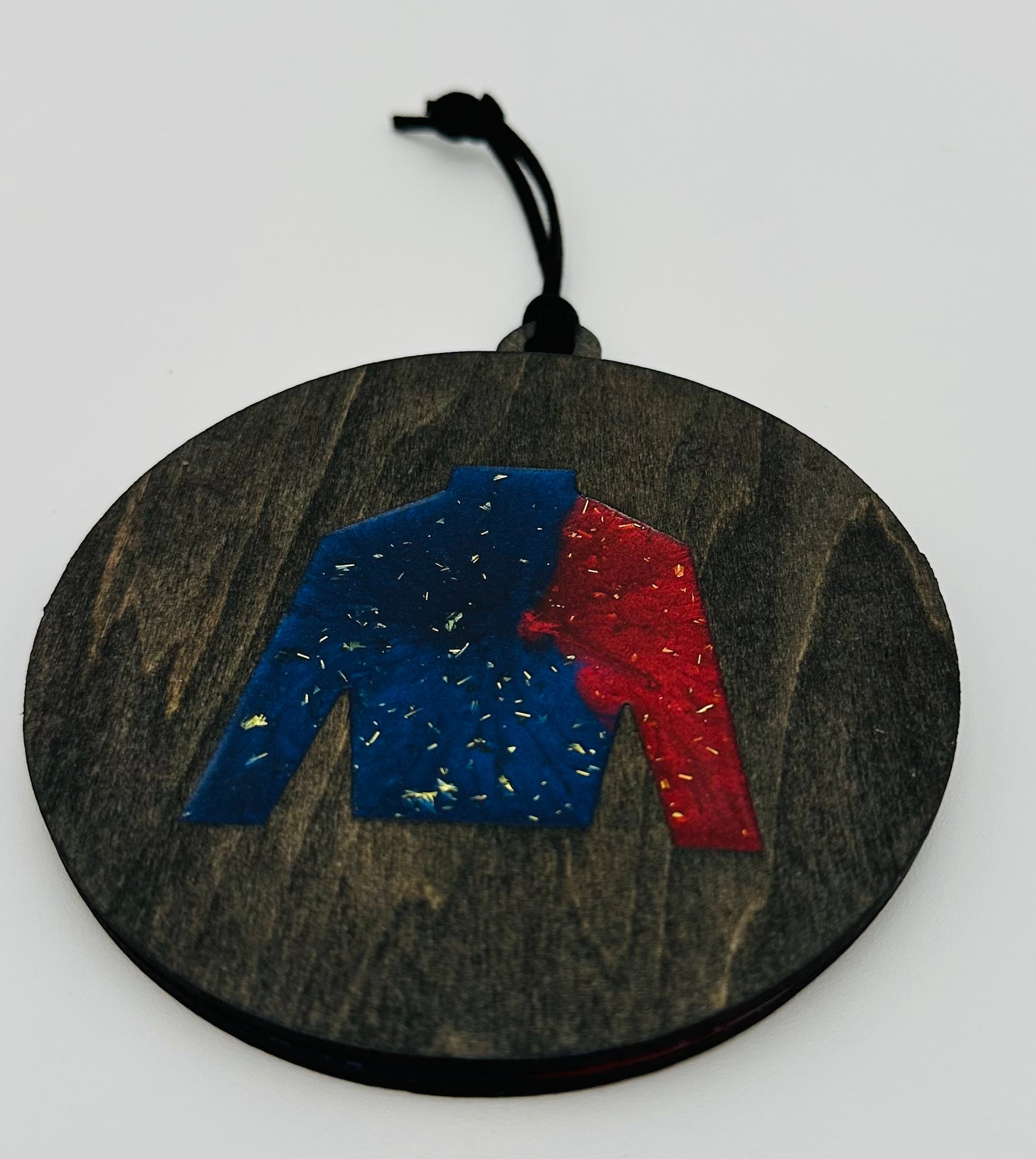 Handmade Resin and Wood Jockey Silk Ornament