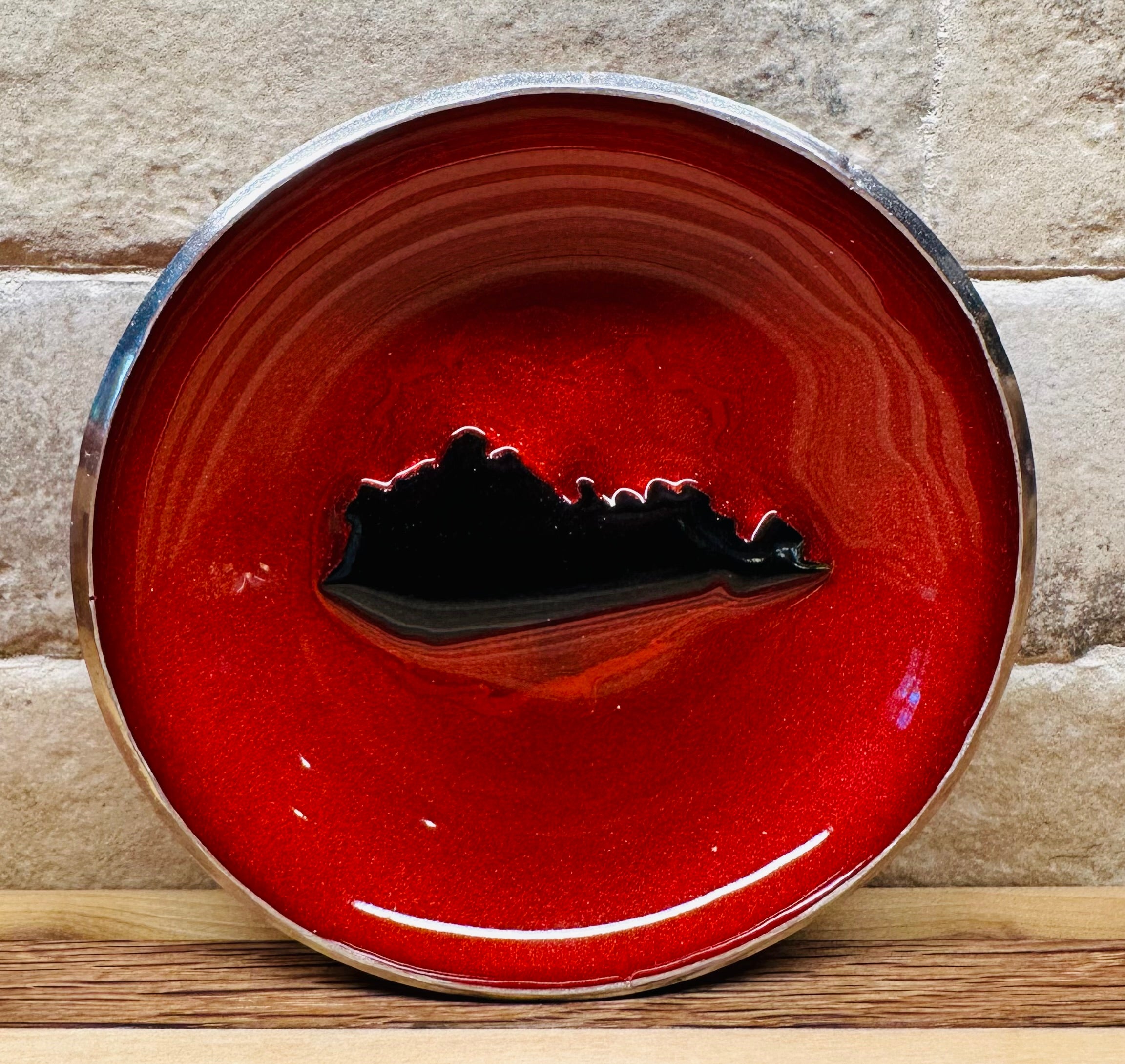 Handcrafted Kentucky Blue and White Resin Art Bowl with inlaid Kentucky - small