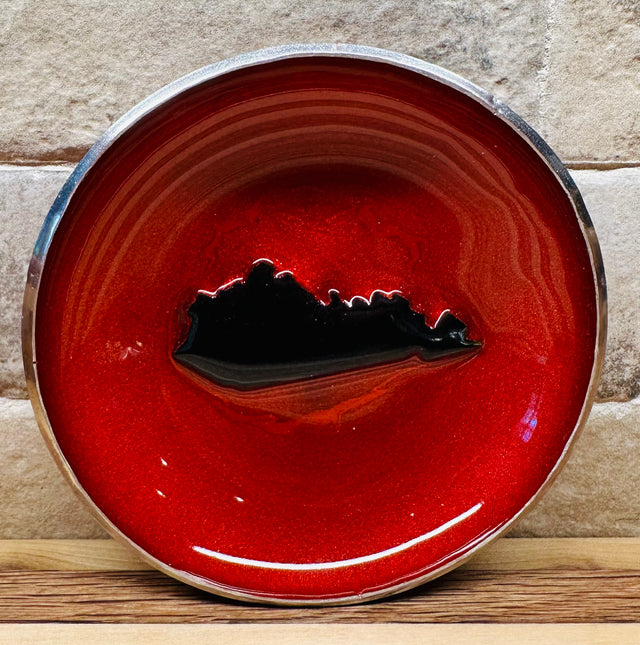 Handcrafted Kentucky Blue and White Resin Art Bowl with inlaid Kentucky - small