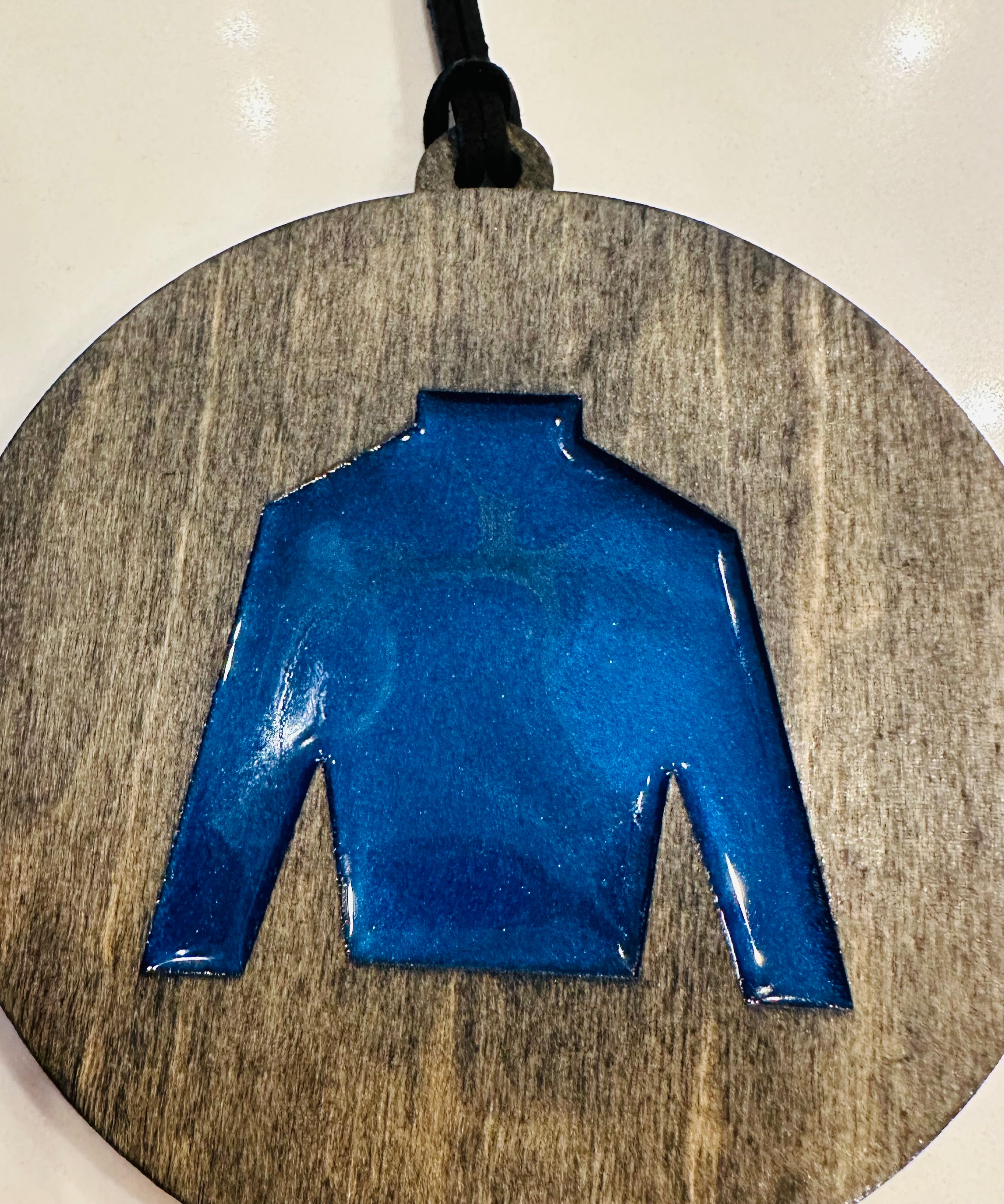 Handmade Resin and Wood Jockey Silk Ornament