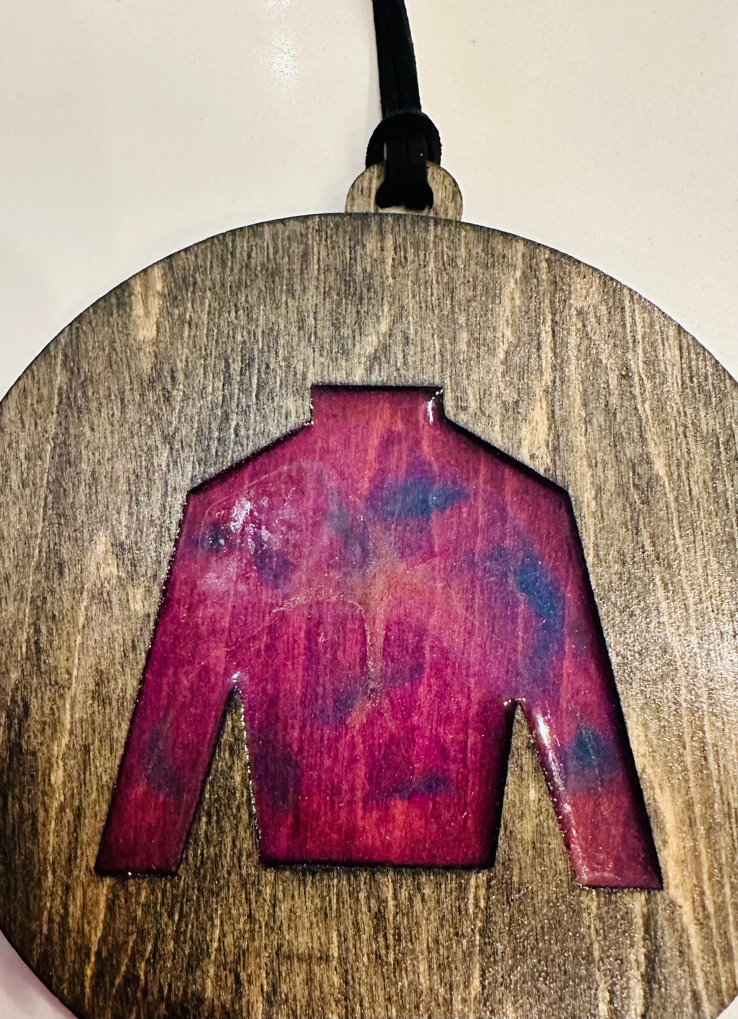 Handmade Resin and Wood Jockey Silk Ornament
