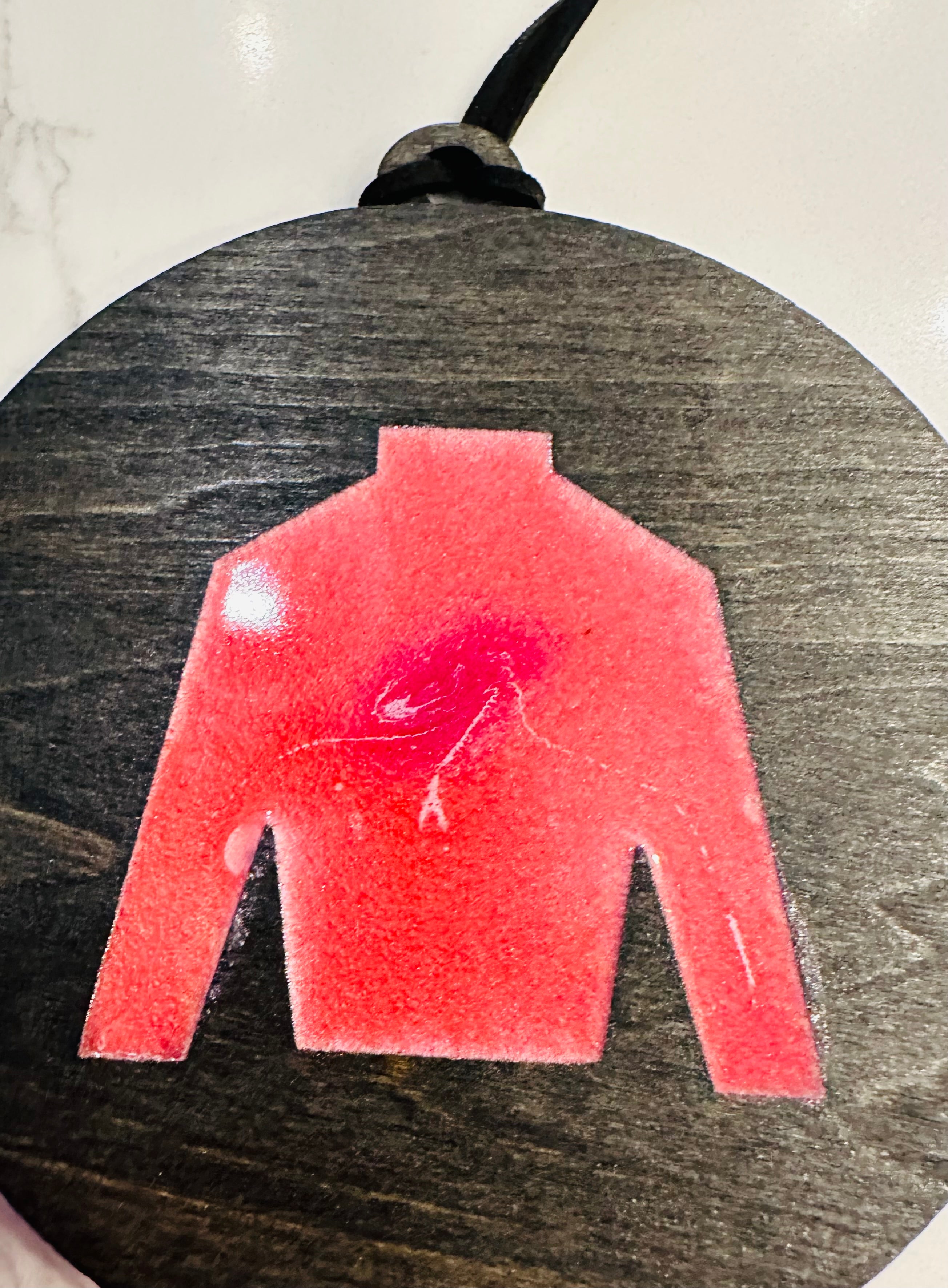 Handmade Resin and Wood Jockey Silk Ornament