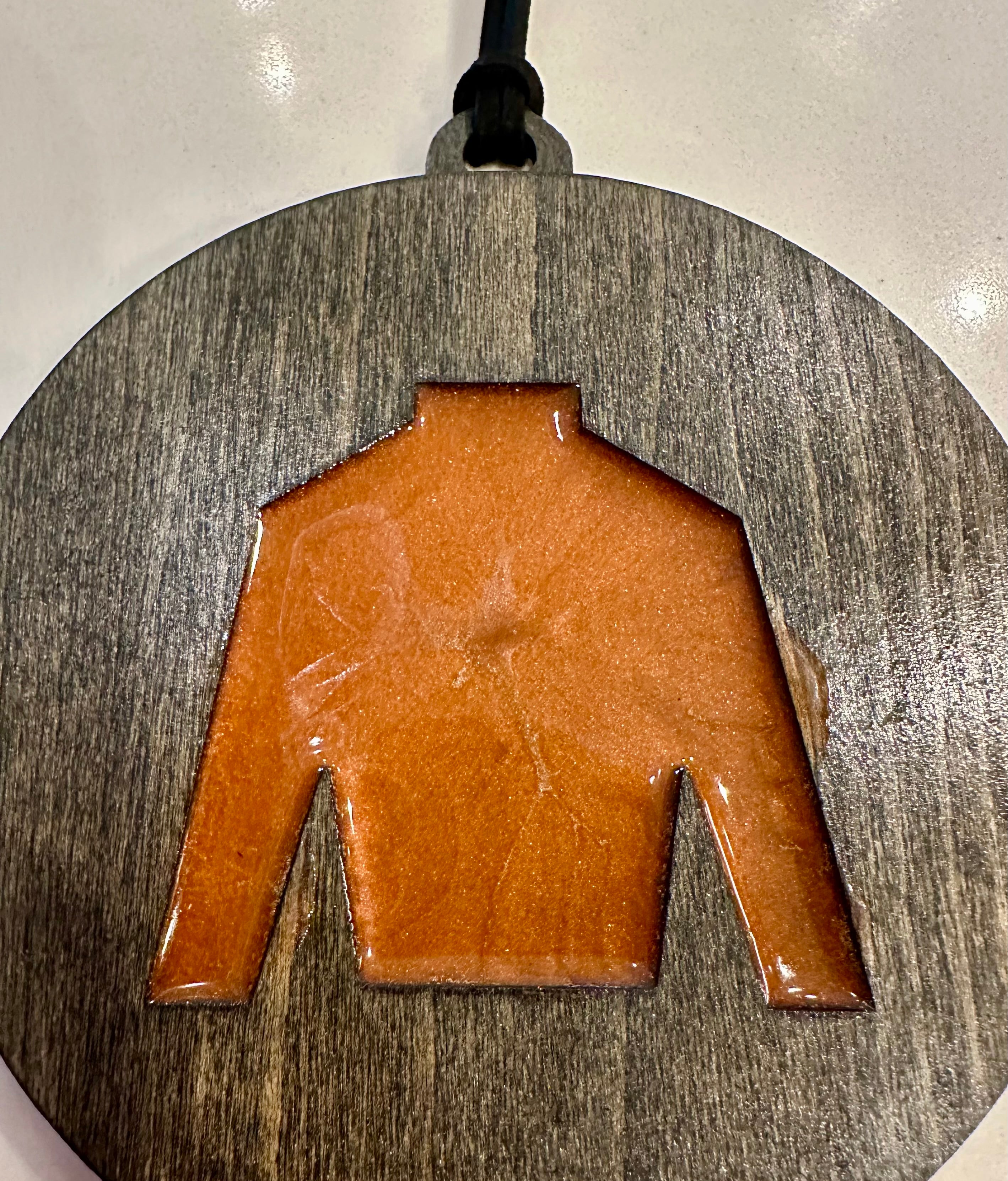 Handmade Resin and Wood Jockey Silk Ornament