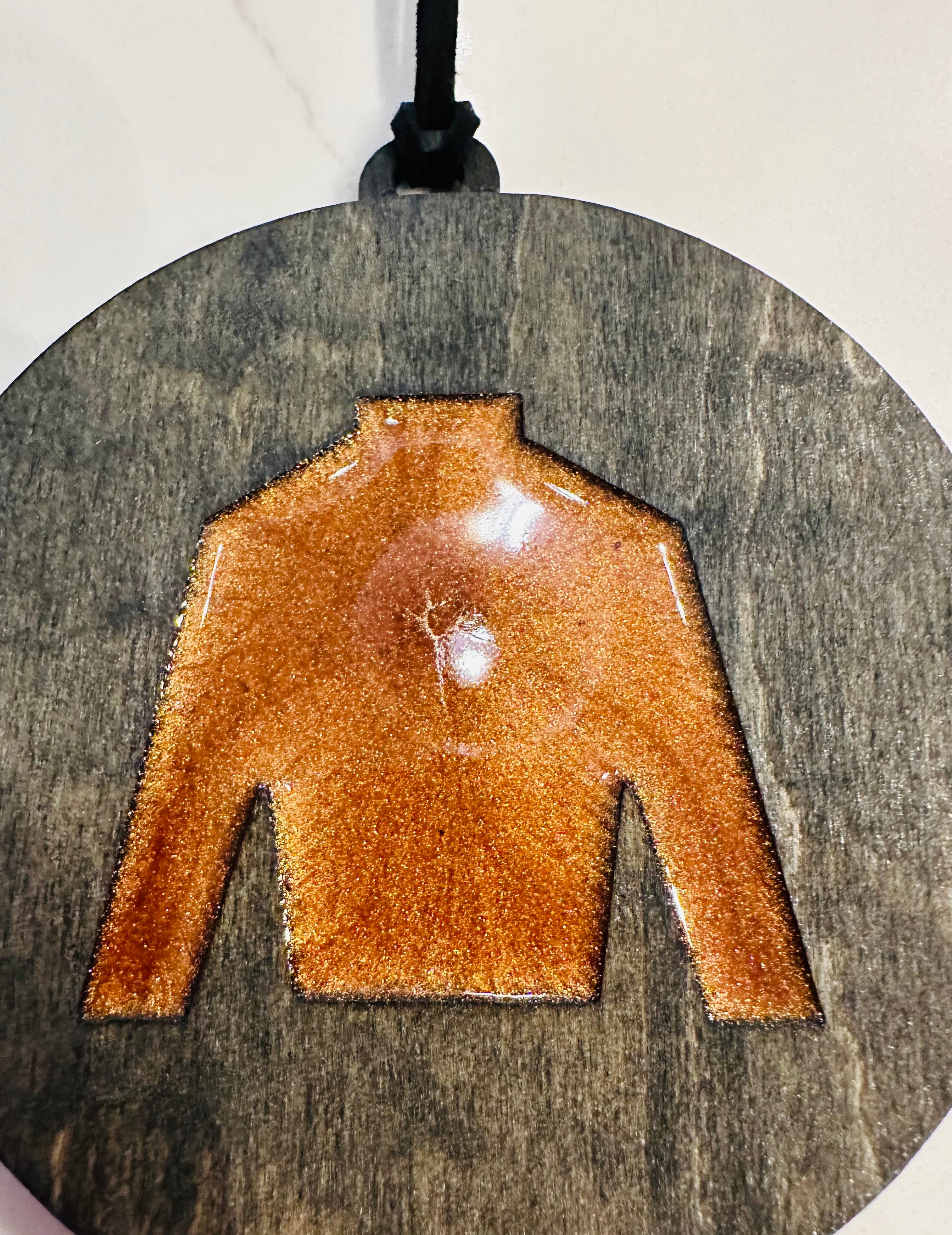 Handmade Resin and Wood Jockey Silk Ornament