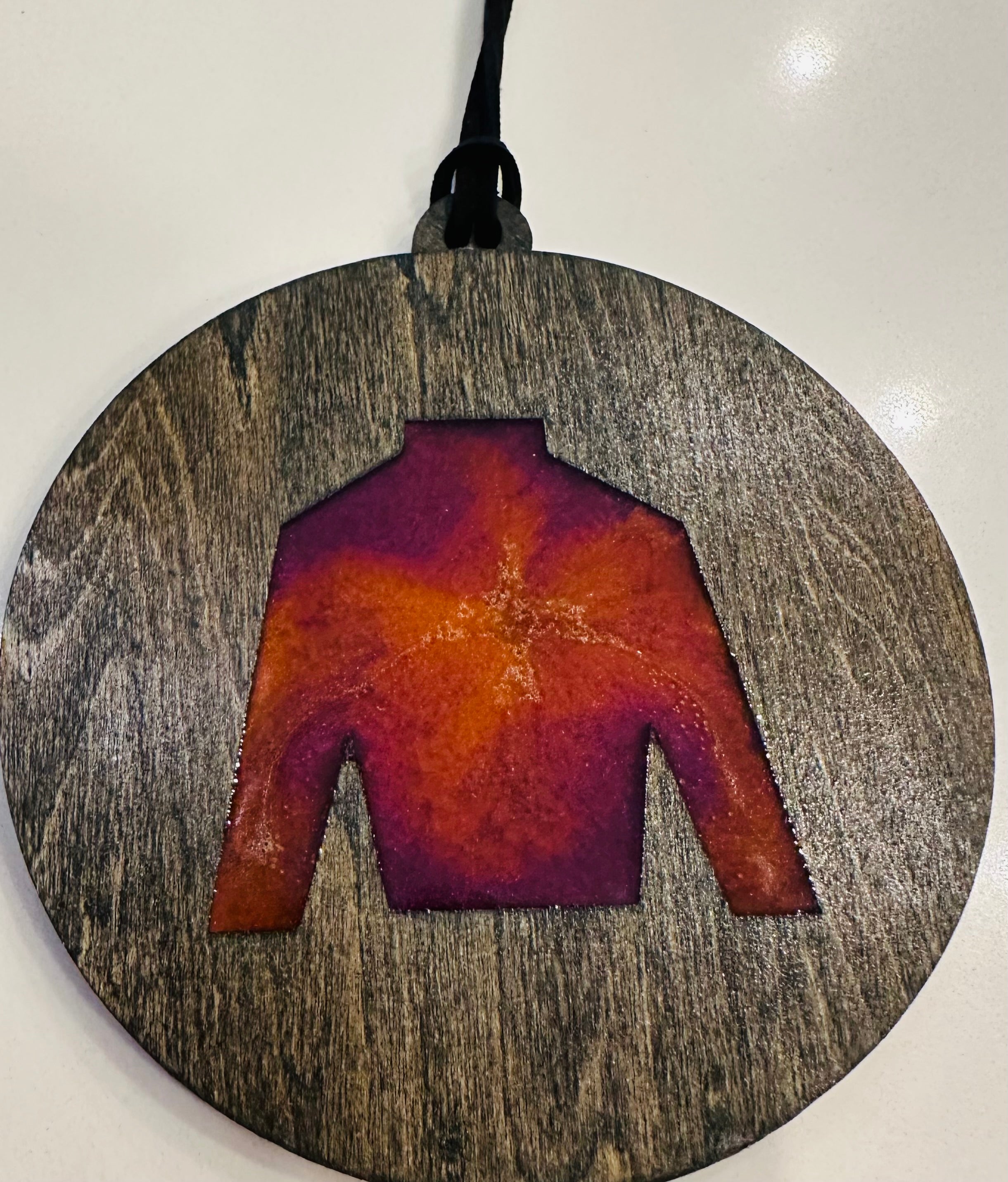 Handmade Resin and Wood Jockey Silk Ornament