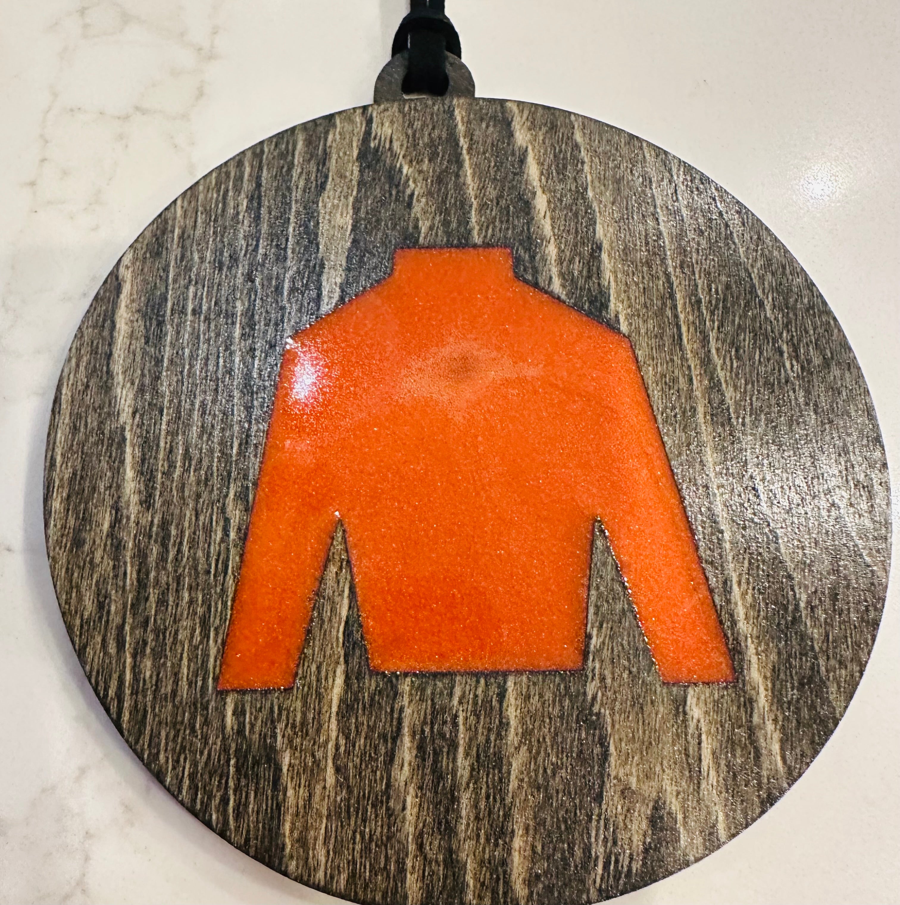 Handmade Resin and Wood Jockey Silk Ornament