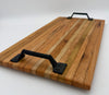 Handcrafted Wooden Serving Board & Charcuterie Tray with Cast Iron Handles