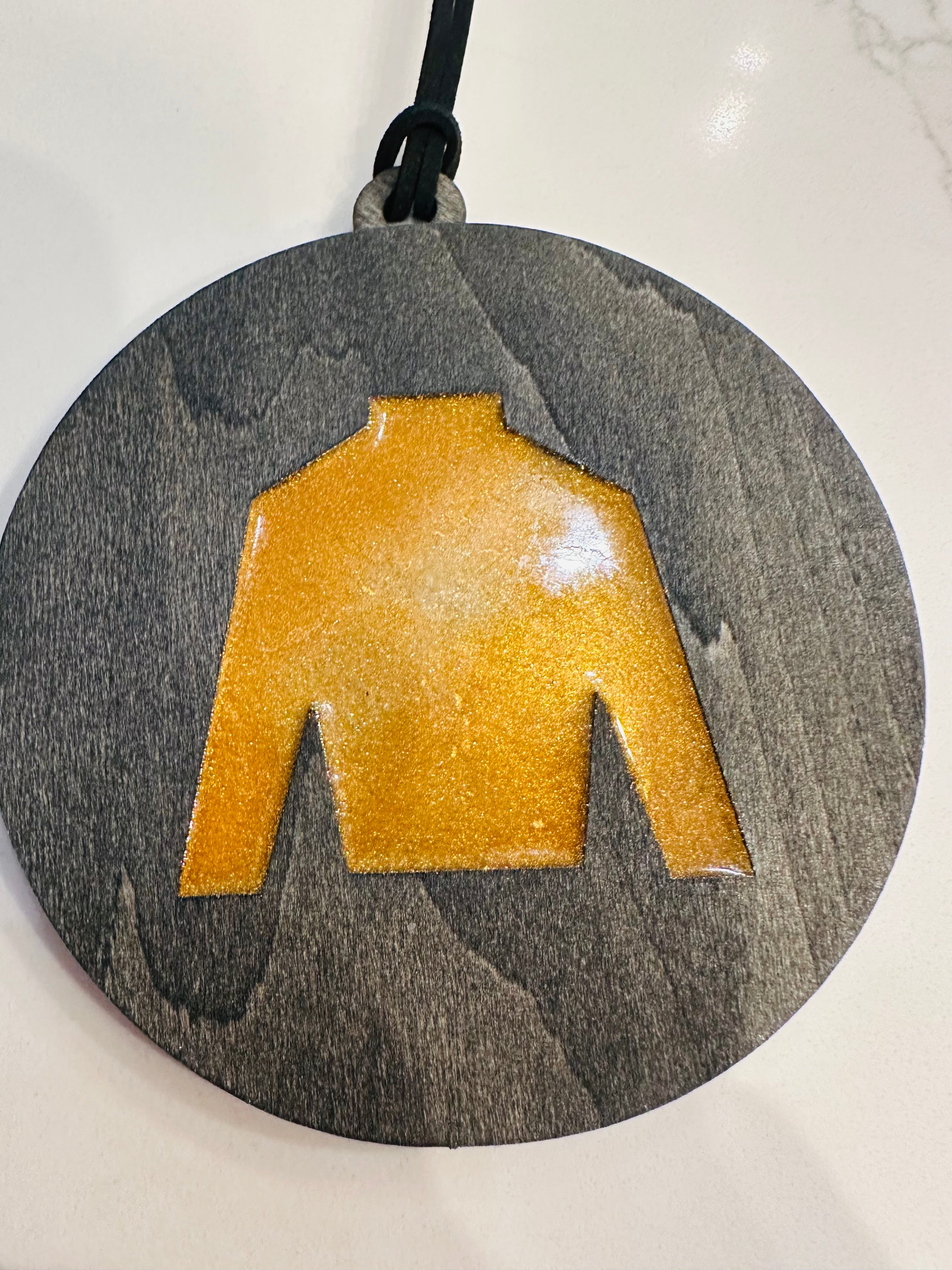 Handmade Resin and Wood Jockey Silk Ornament