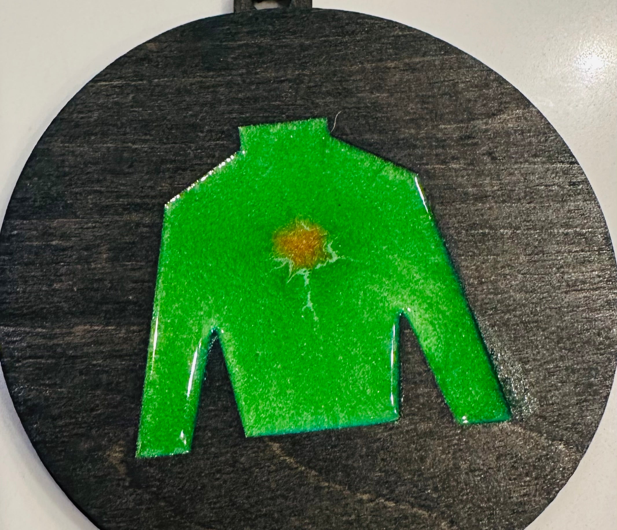 Handmade Resin and Wood Jockey Silk Ornament
