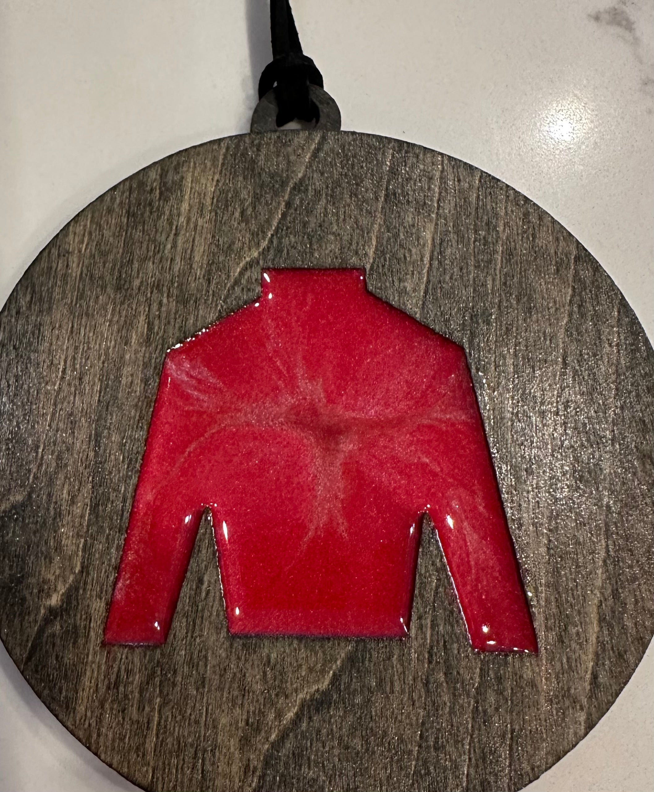 Handmade Resin and Wood Jockey Silk Ornament
