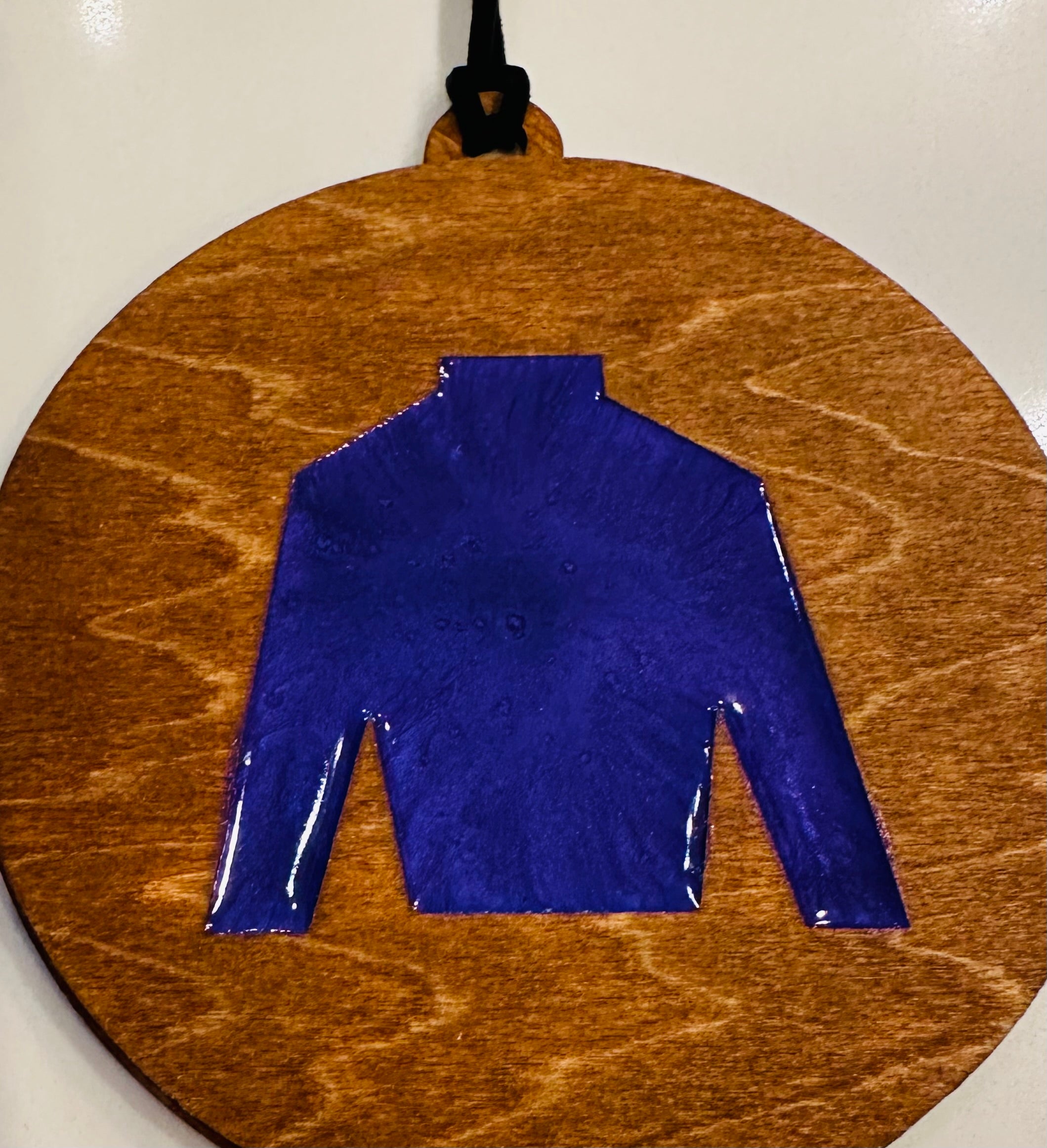 Handmade Resin and Wood Jockey Silk Ornament