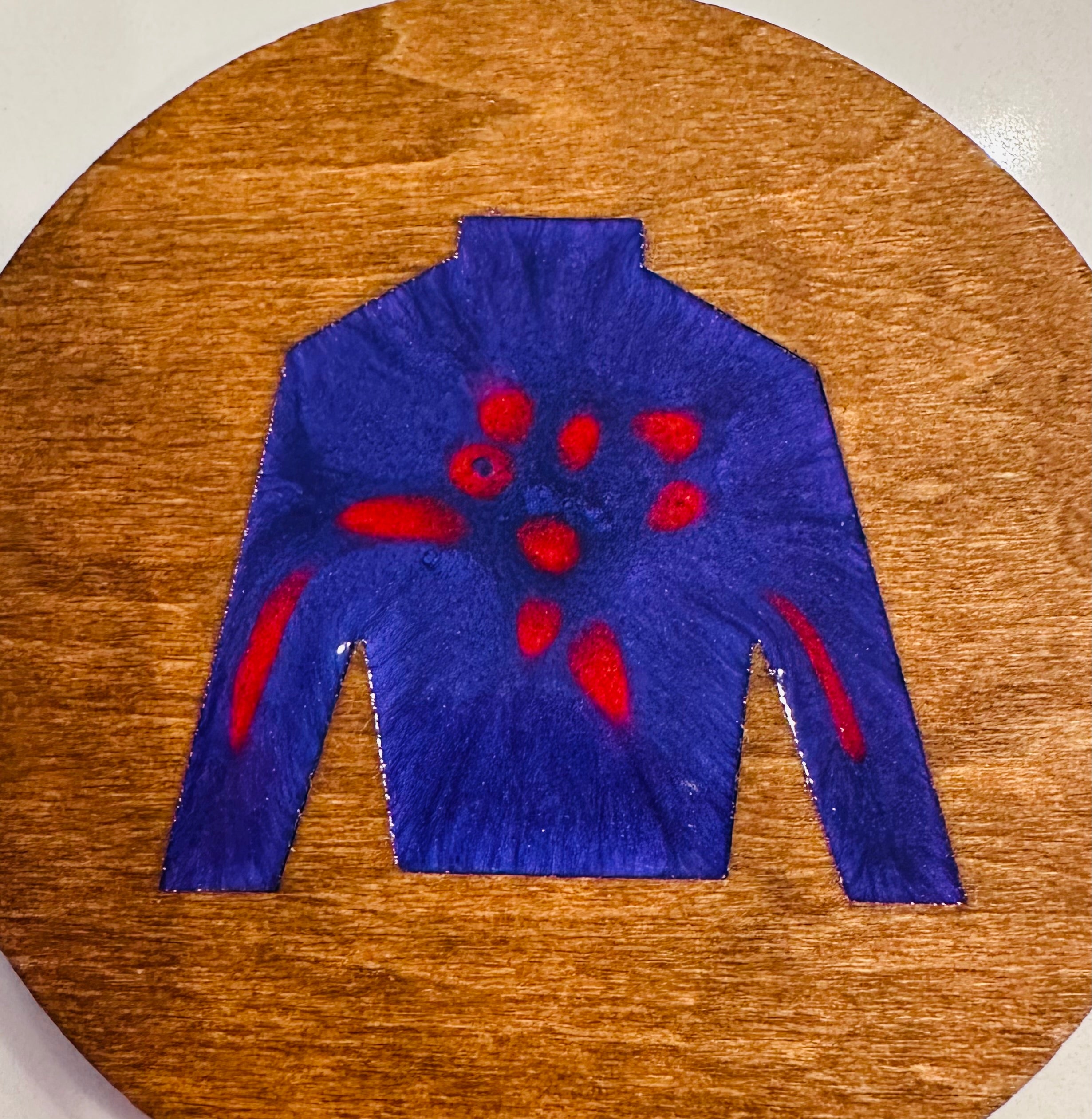 Handmade Resin and Wood Jockey Silk Ornament