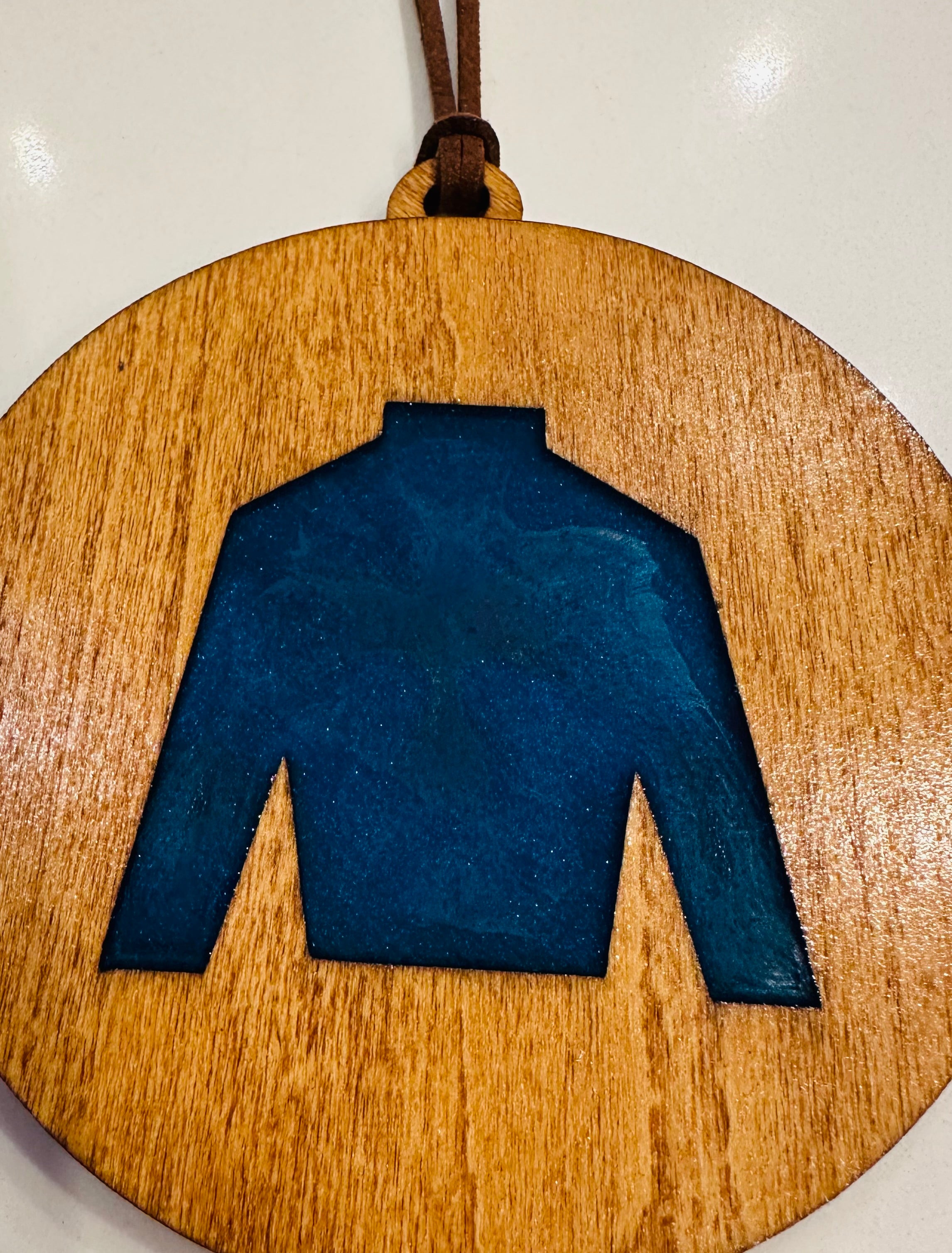 Handmade Resin and Wood Jockey Silk Ornament