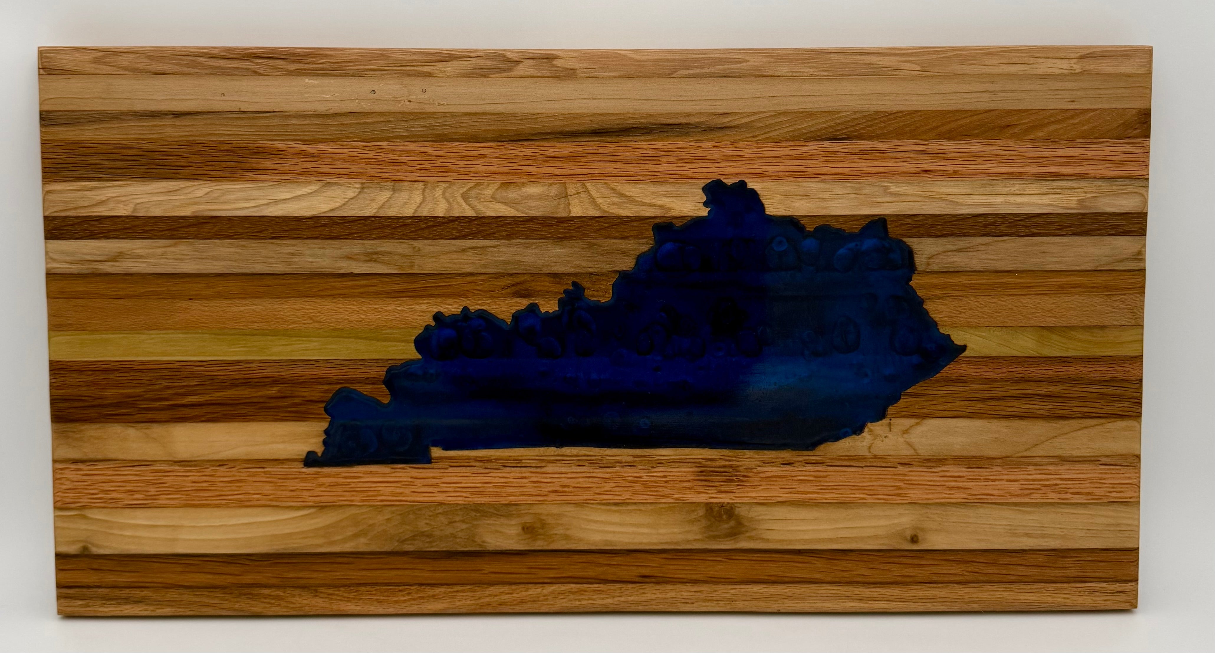 Handcrafted Kentucky State Silhouette Epoxy Resin & Hardwood Cutting Board