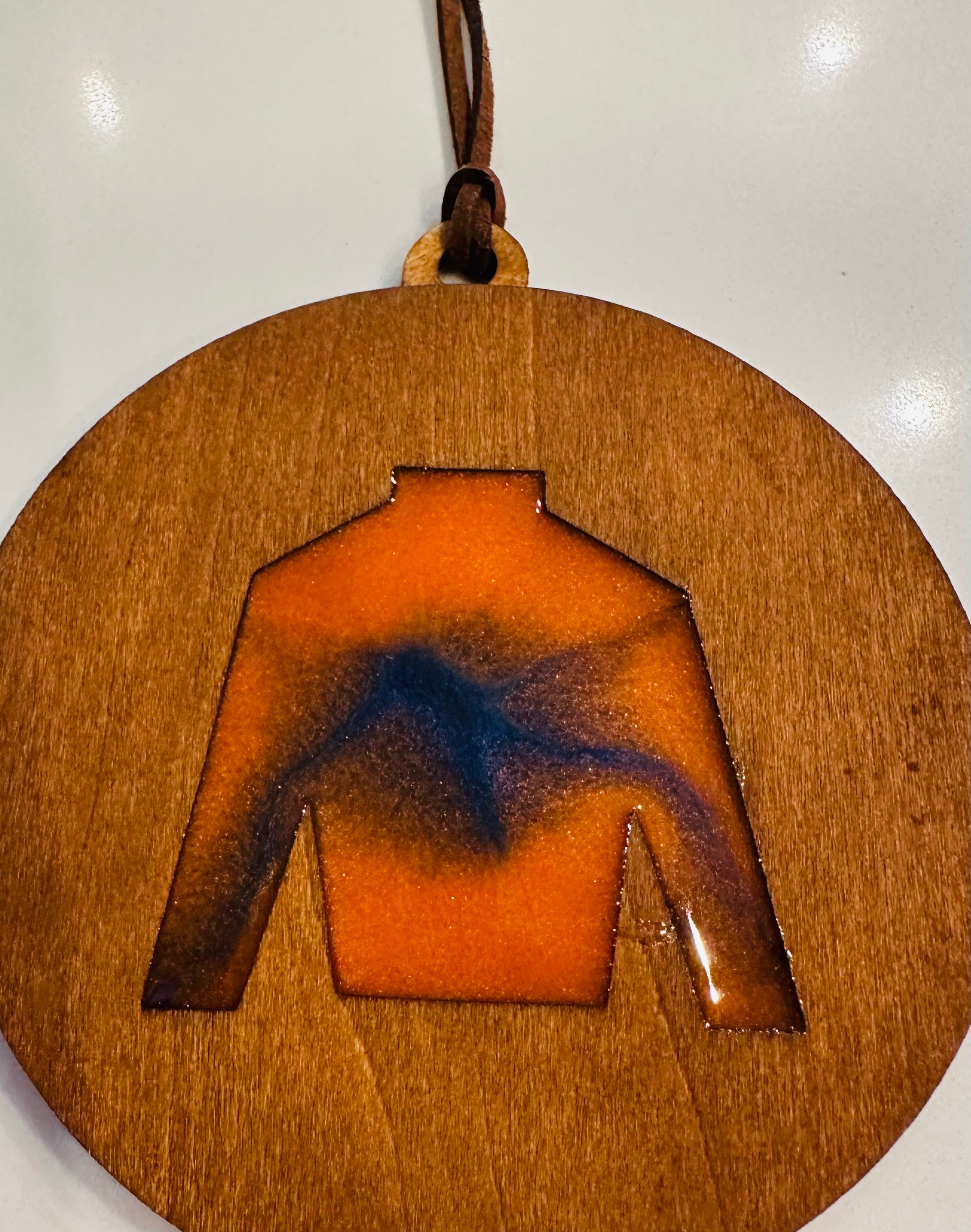 Handmade Resin and Wood Jockey Silk Ornament