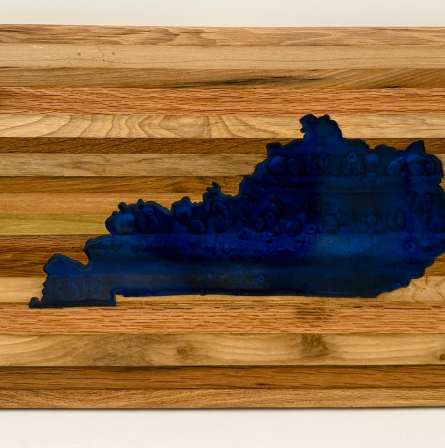 Handcrafted Kentucky State Silhouette Epoxy Resin & Hardwood Cutting Board