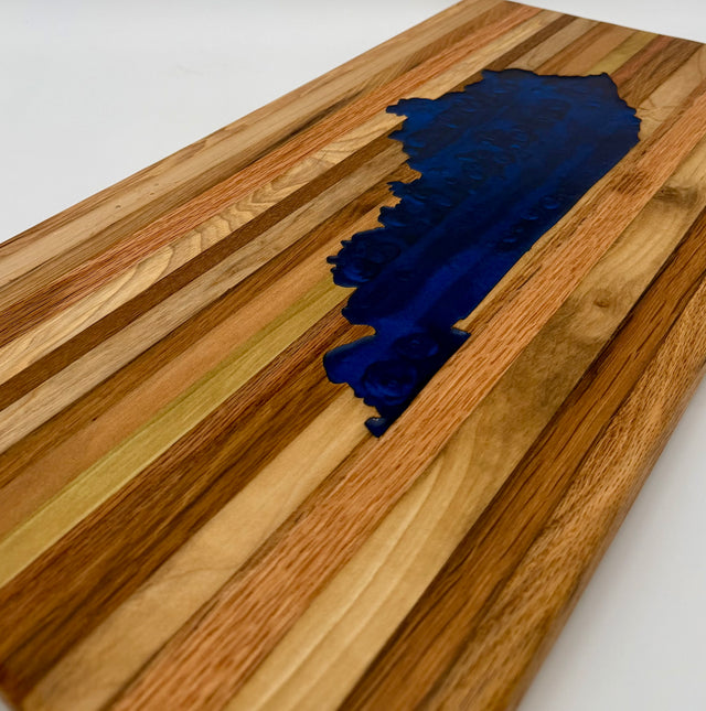 Handcrafted Kentucky State Silhouette Epoxy Resin & Hardwood Cutting Board