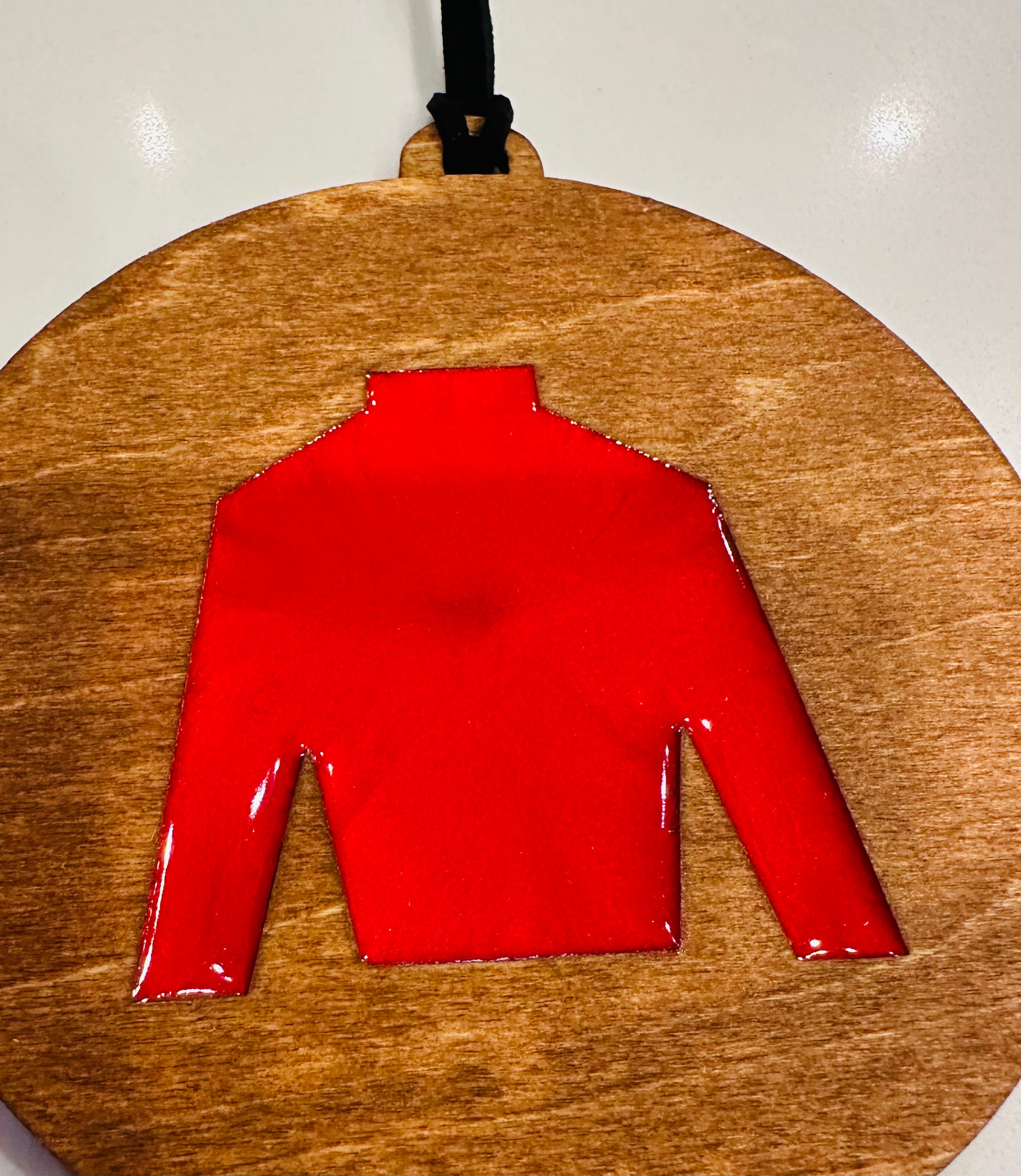 Handmade Resin and Wood Jockey Silk Ornament
