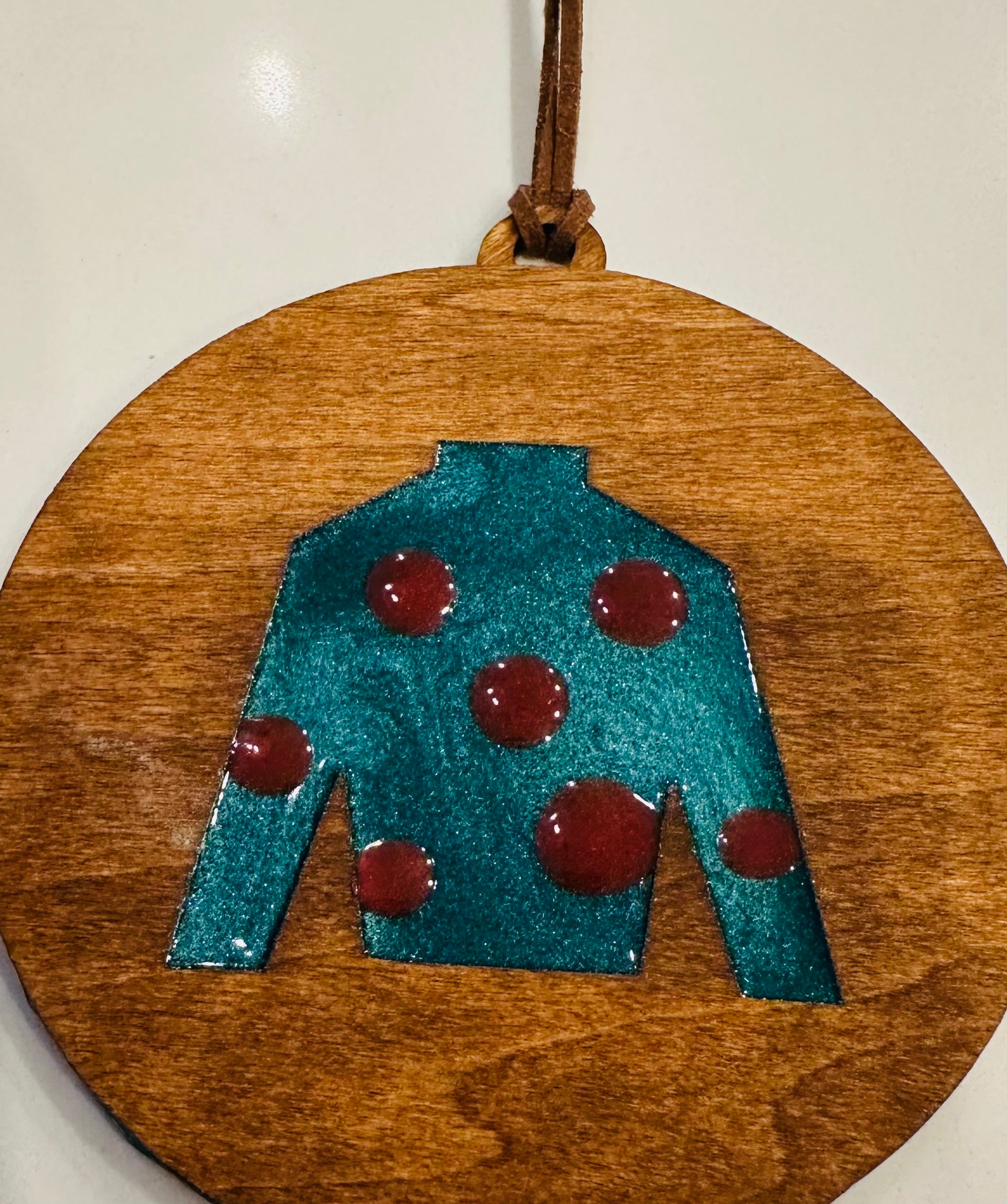 Handmade Resin and Wood Jockey Silk Ornament