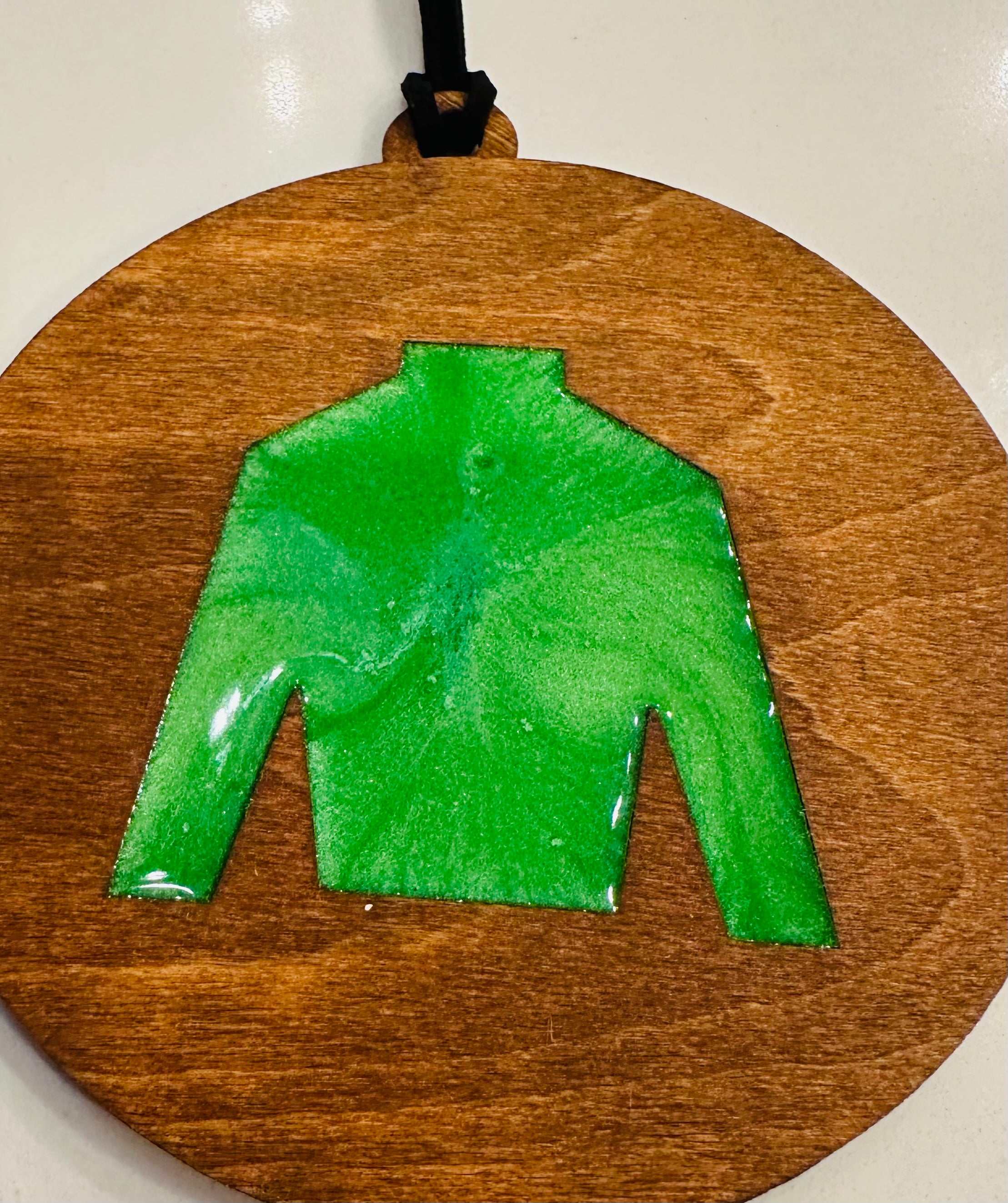 Handmade Resin and Wood Jockey Silk Ornament