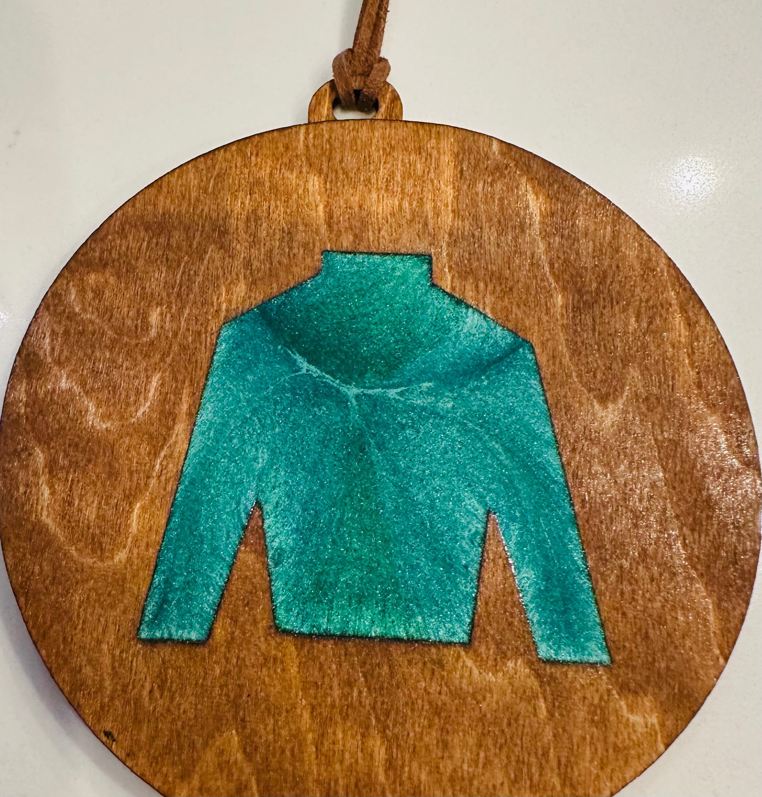 Handmade Resin and Wood Jockey Silk Ornament