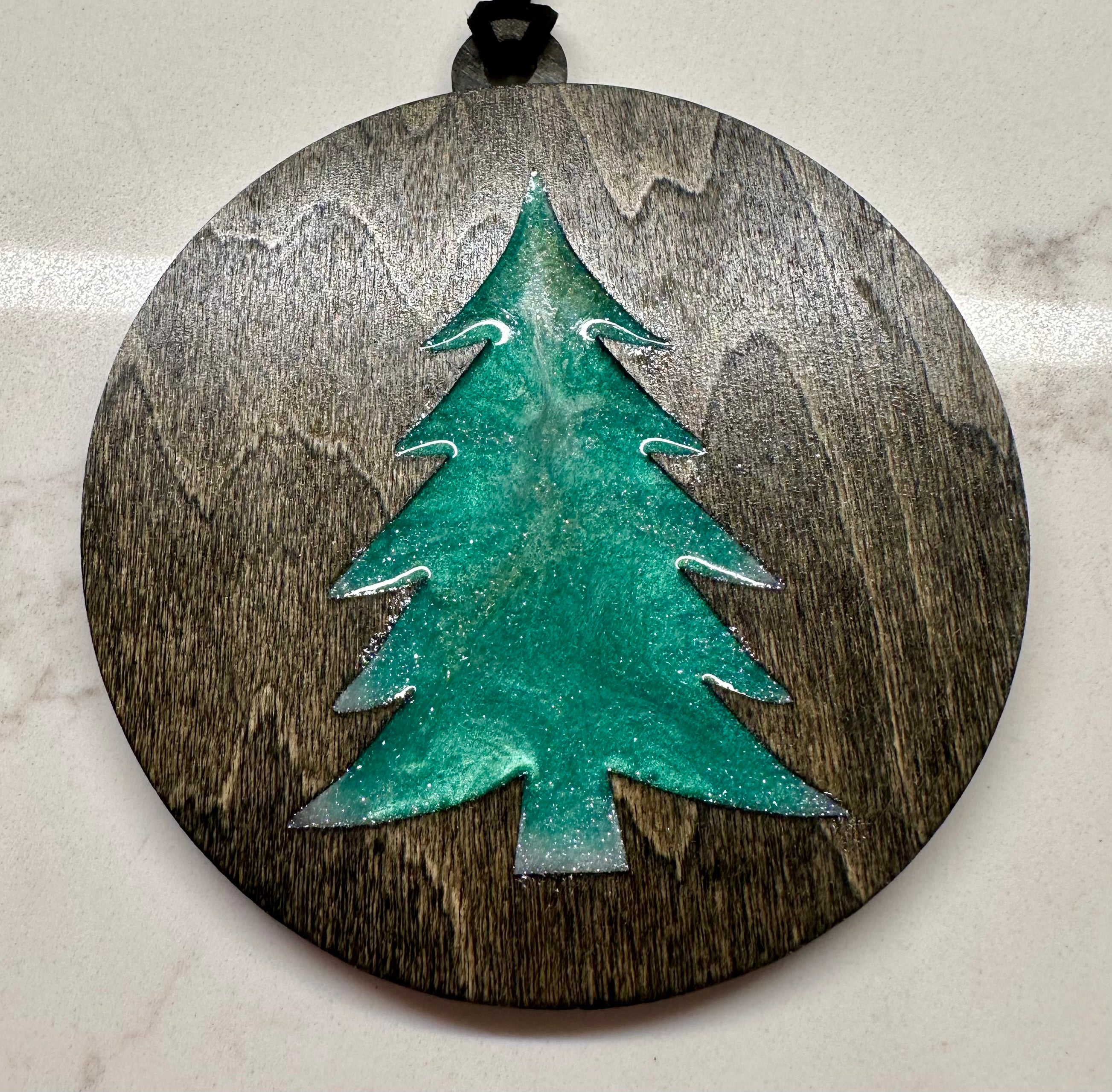 Handmade Resin and Wood Tree Ornaments