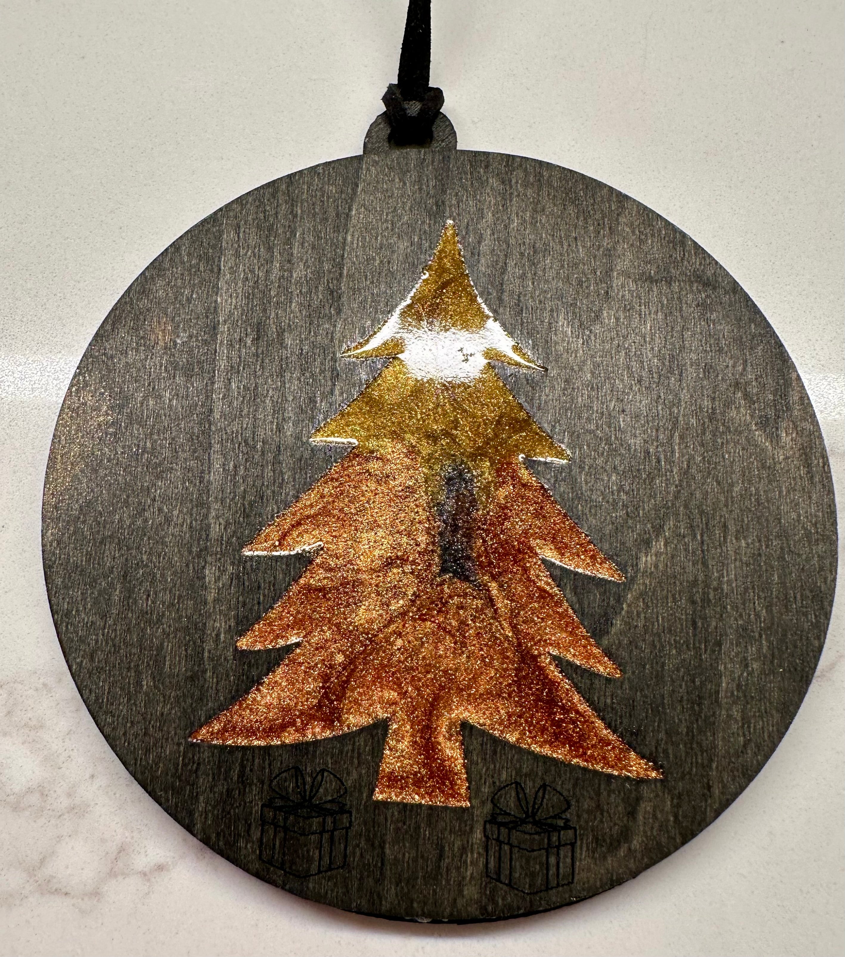 Handmade Resin and Wood Tree Ornaments