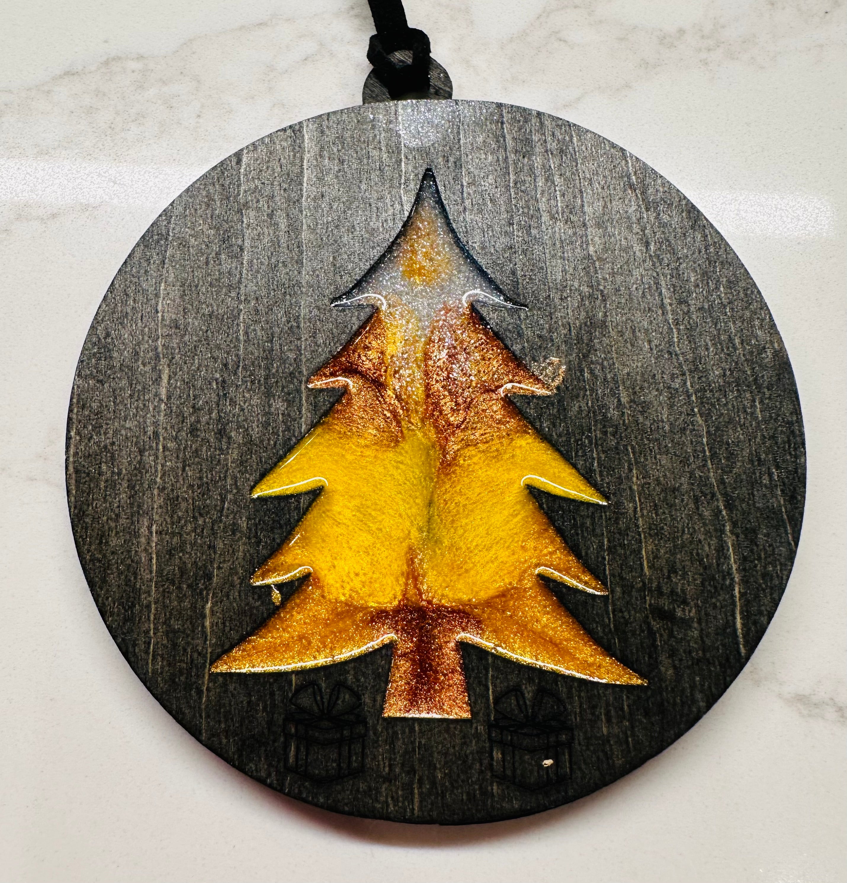 Handmade Resin and Wood Tree Ornaments