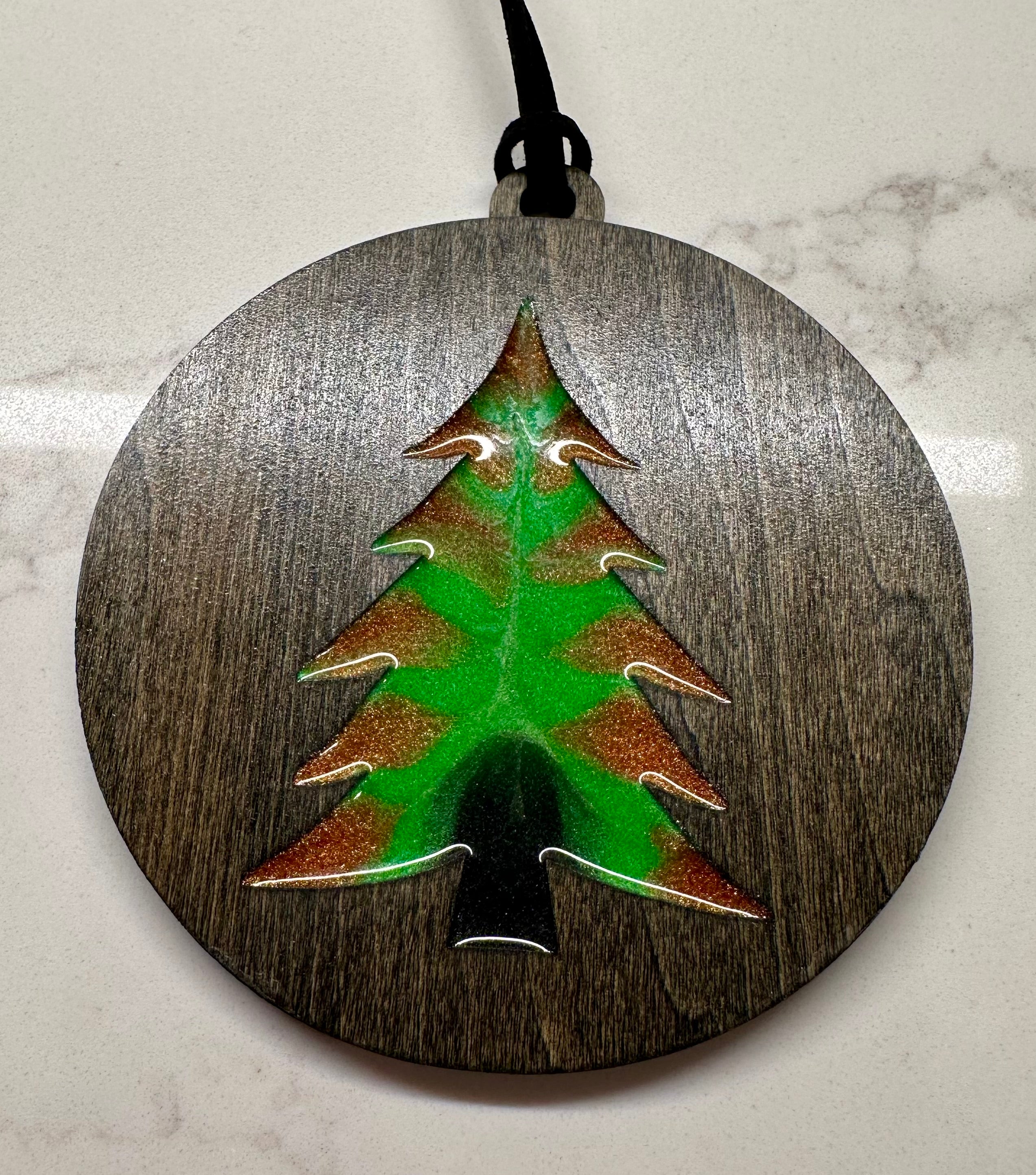 Handmade Resin and Wood Tree Ornaments