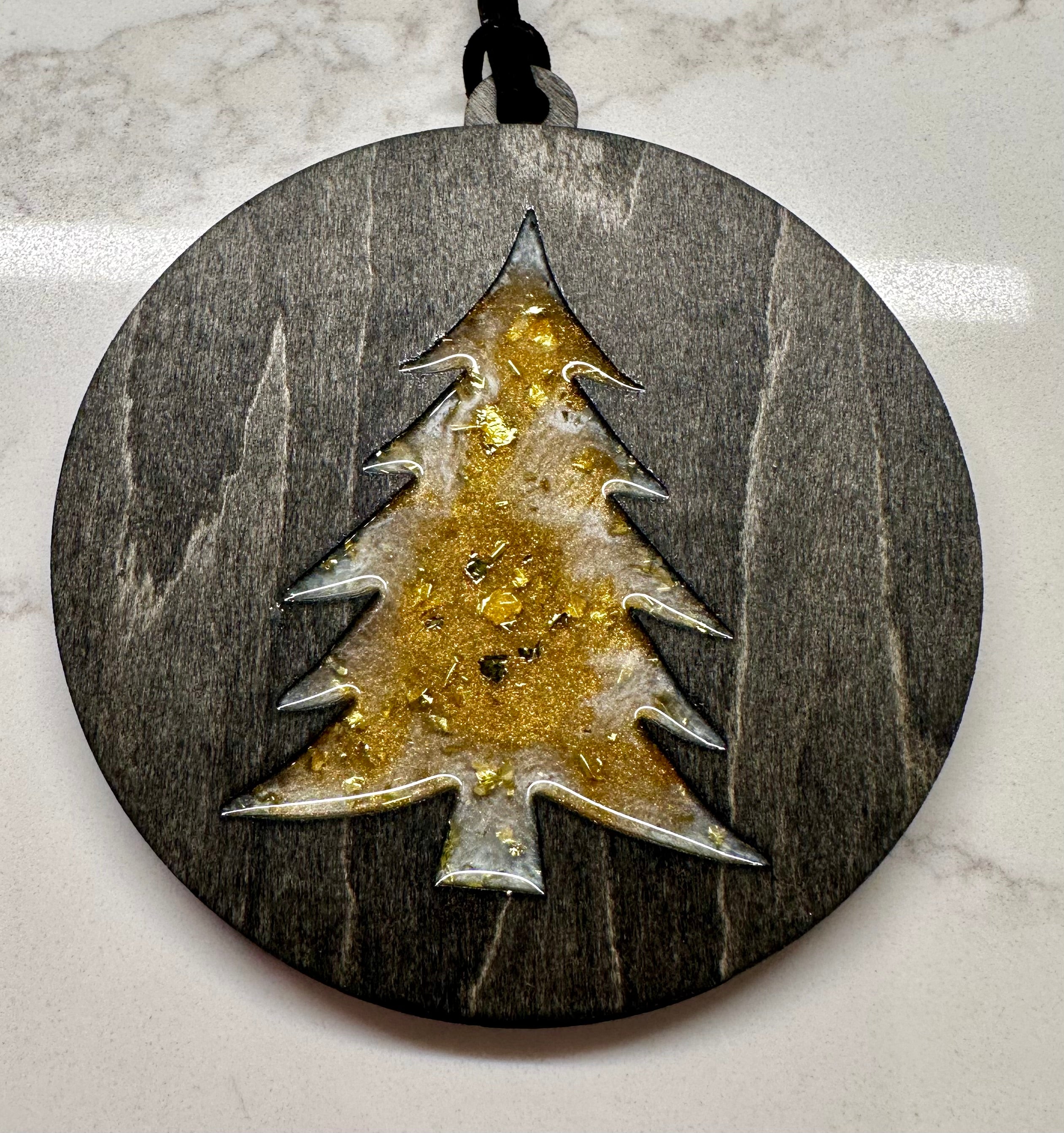 Handmade Resin and Wood Tree Ornaments