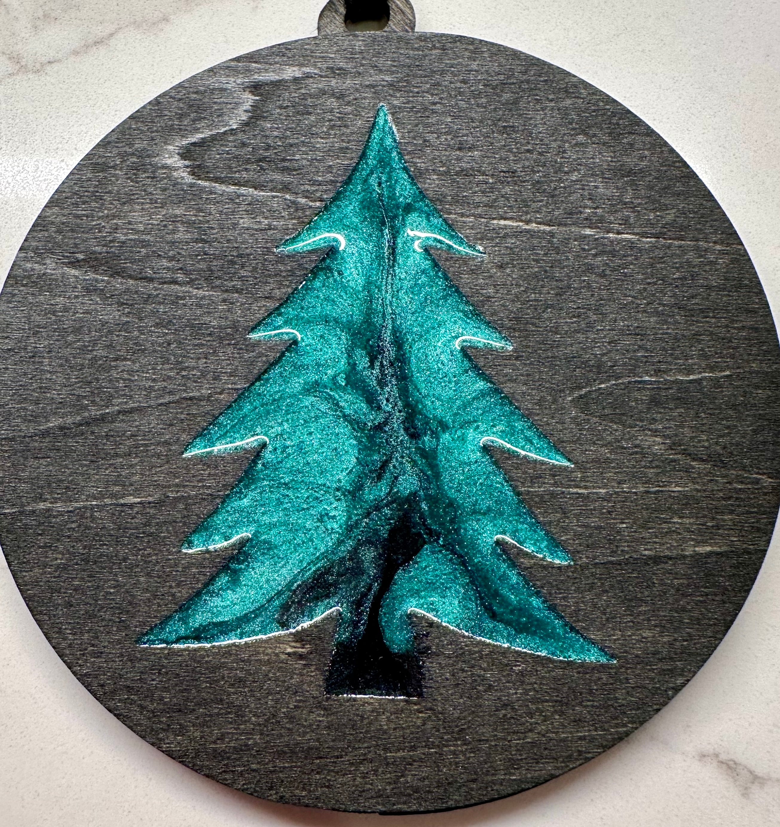 Handmade Resin and Wood Tree Ornaments