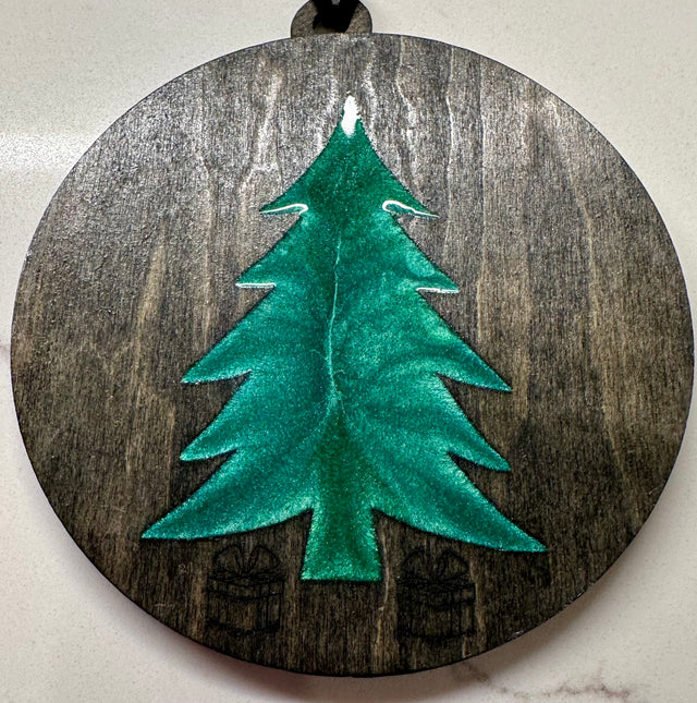 Handmade Resin and Wood Tree Ornaments
