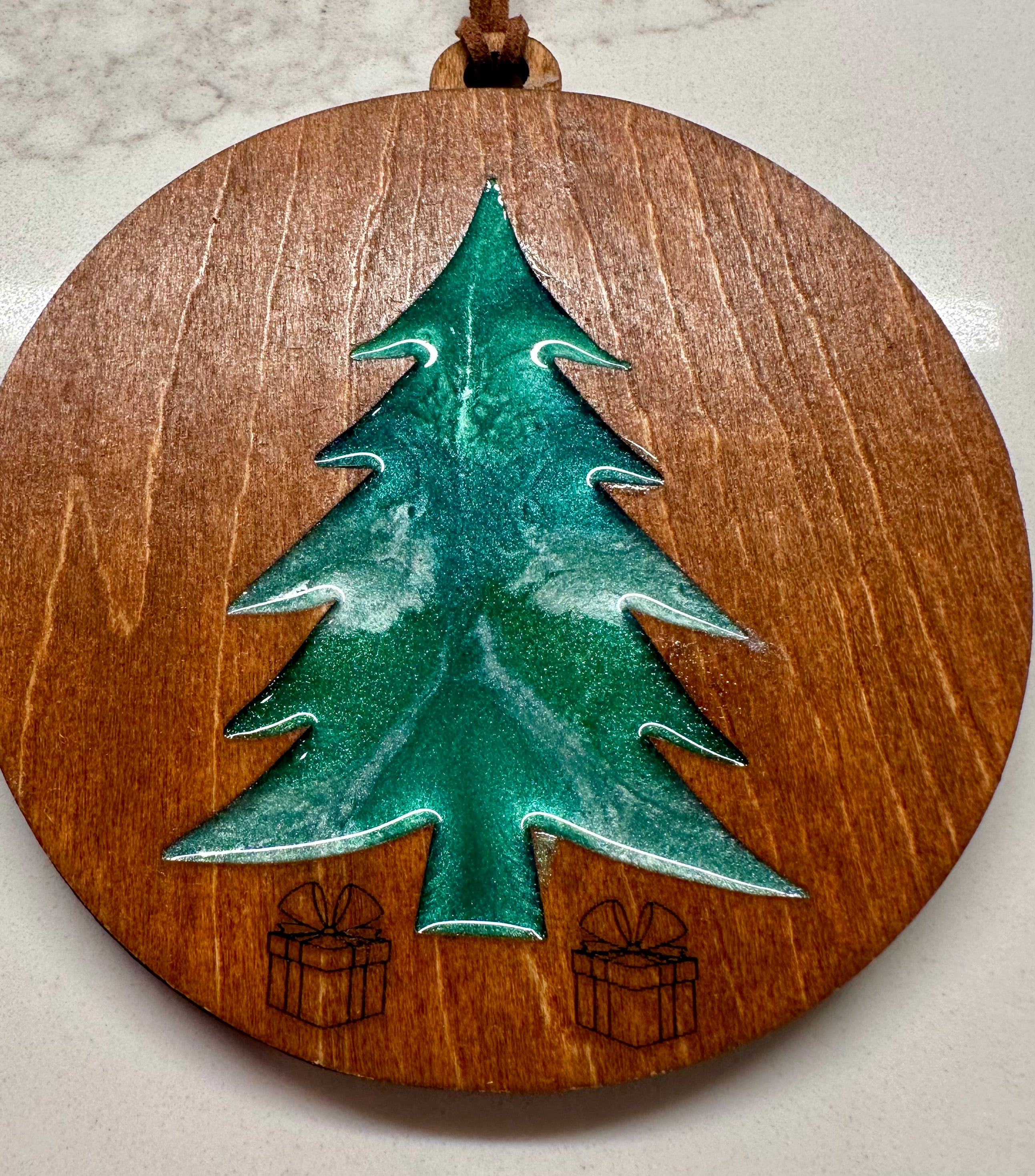 Handmade Resin and Wood Tree Ornaments