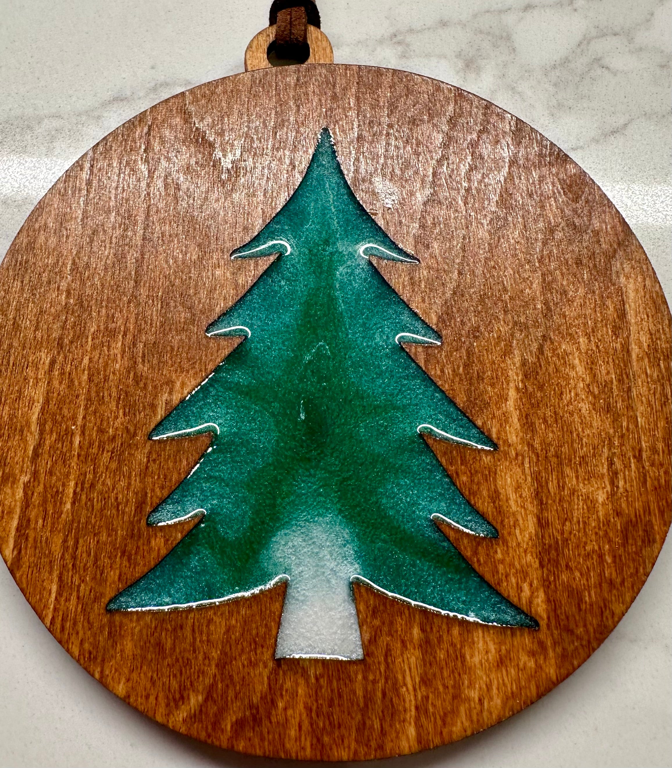 Handmade Resin and Wood Tree Ornaments