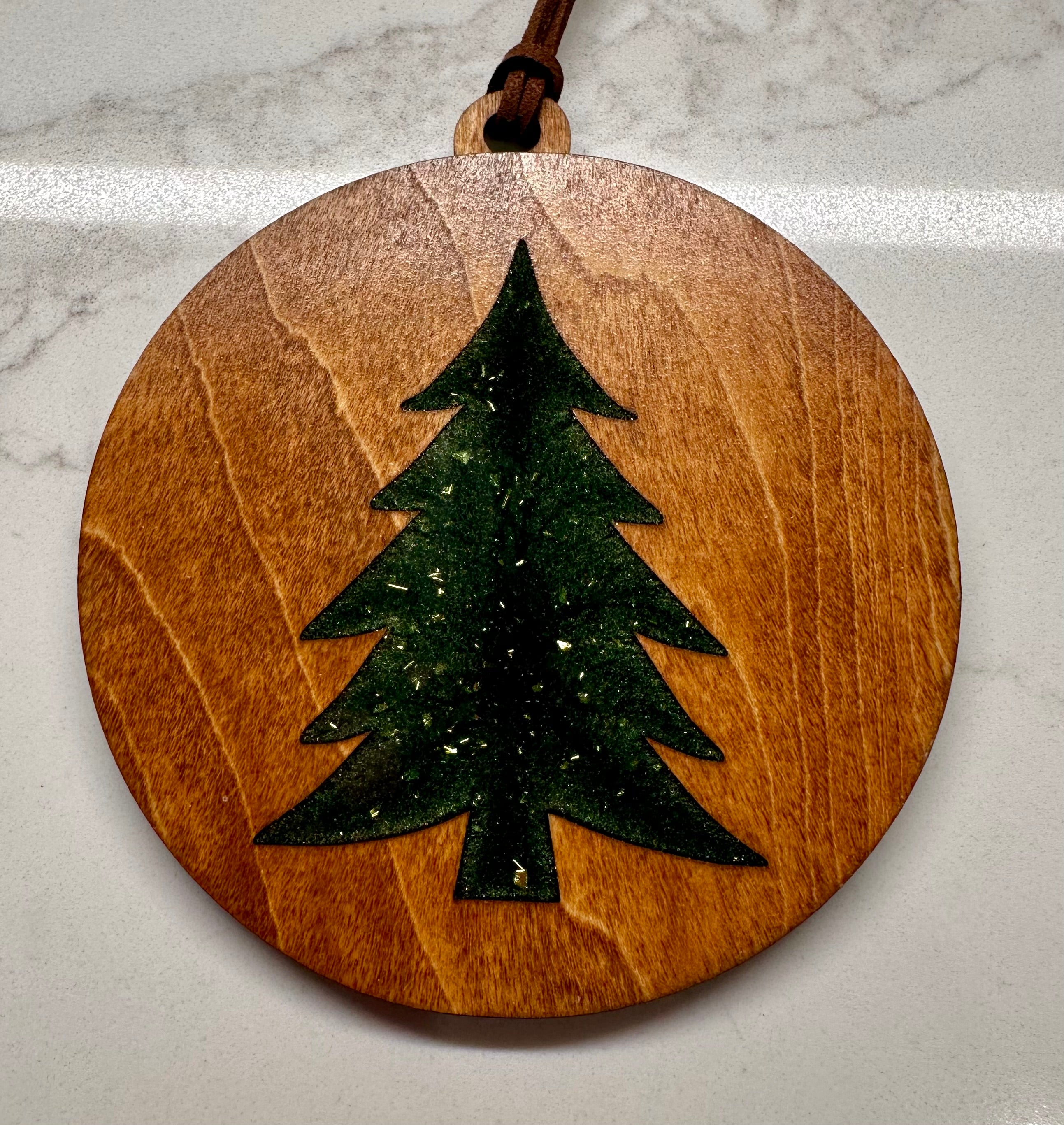 Handmade Resin and Wood Tree Ornaments