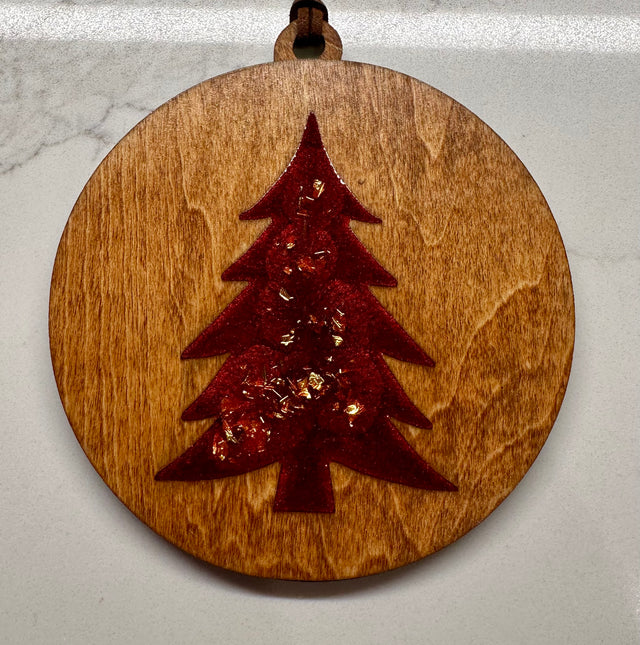 Handmade Resin and Wood Tree Ornaments