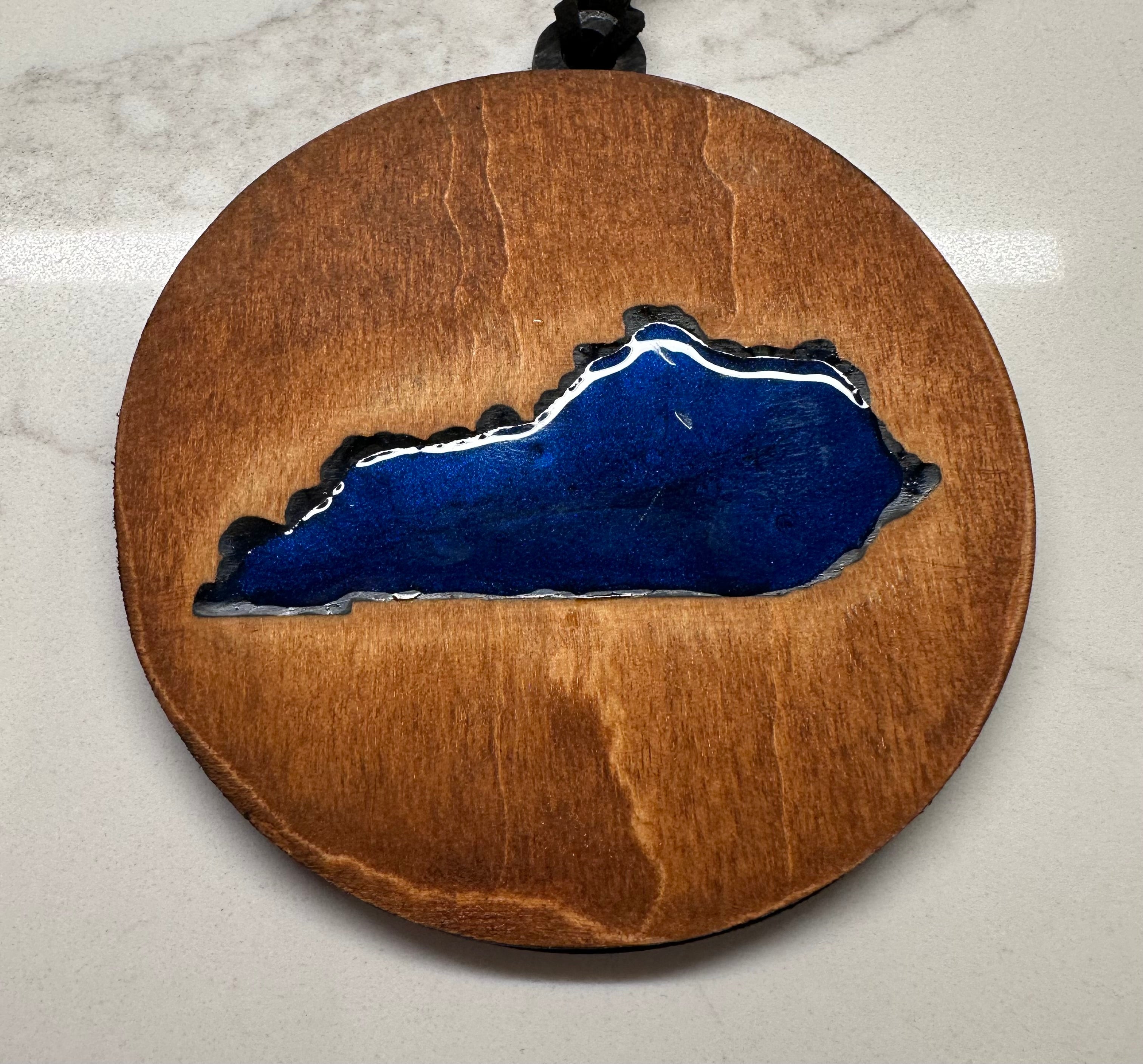 Handmade Wood and Resin Kentucky Ornament