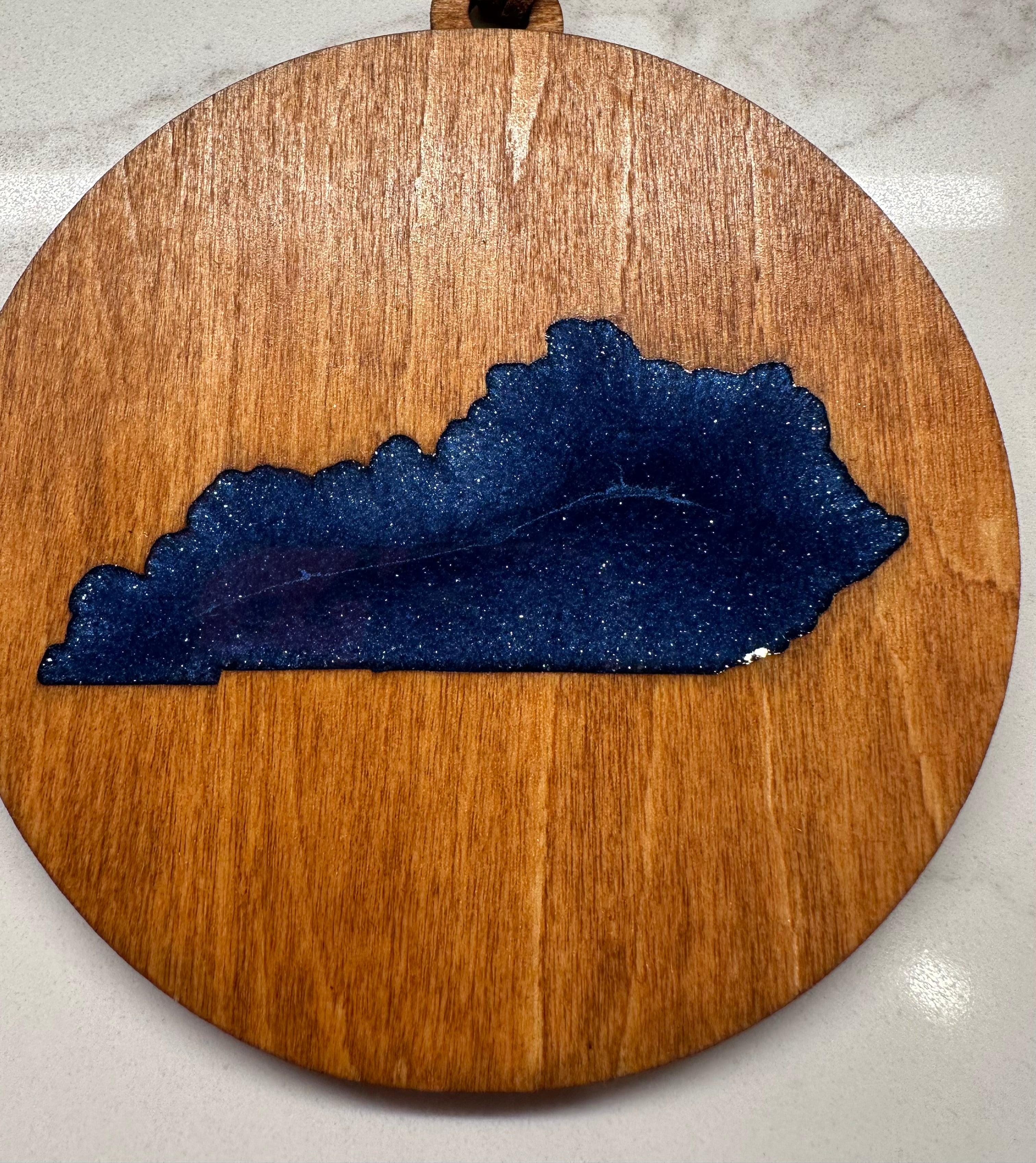 Handmade Wood and Resin Kentucky Ornament