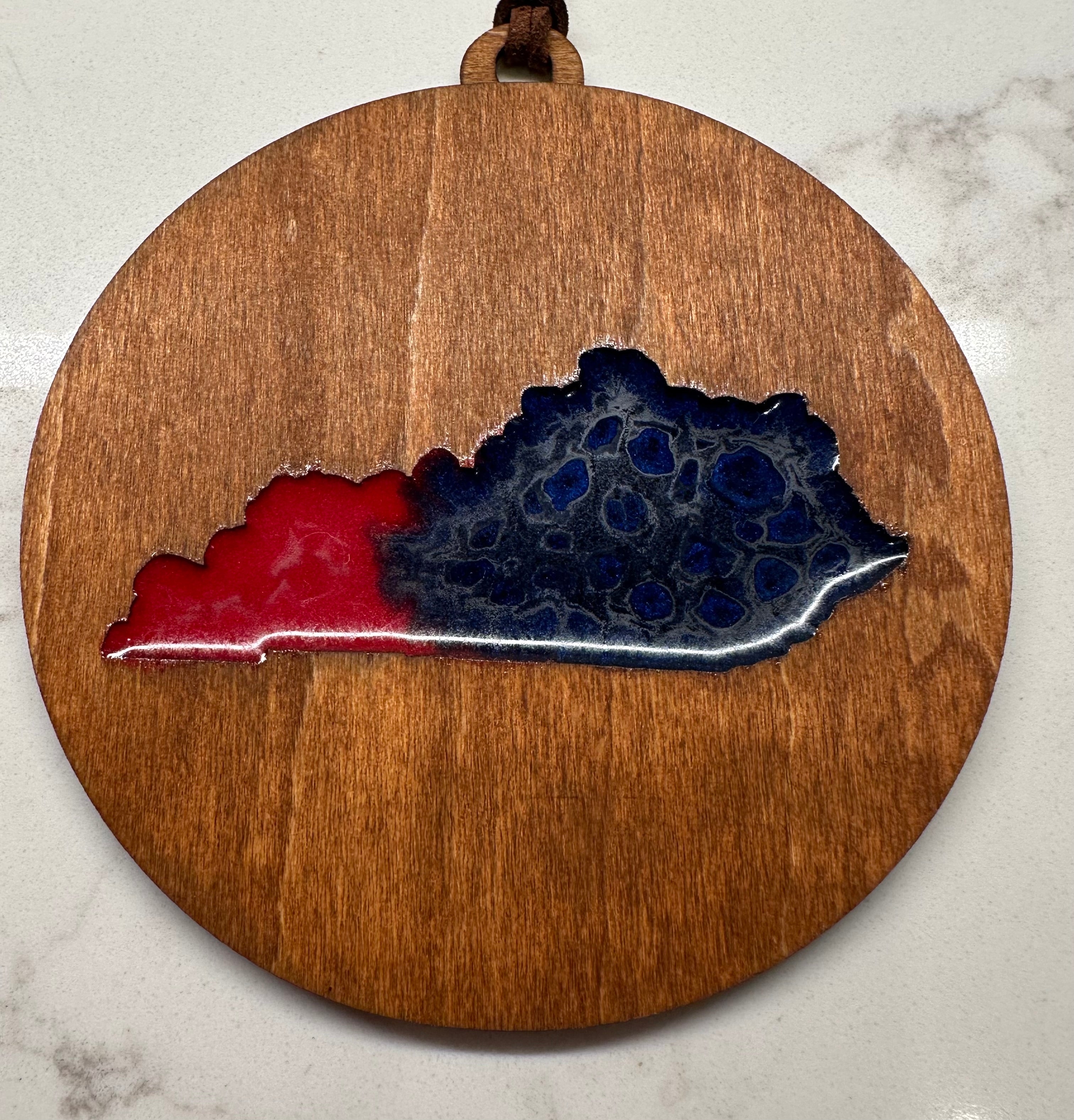 Handmade Wood and Resin Kentucky Ornament
