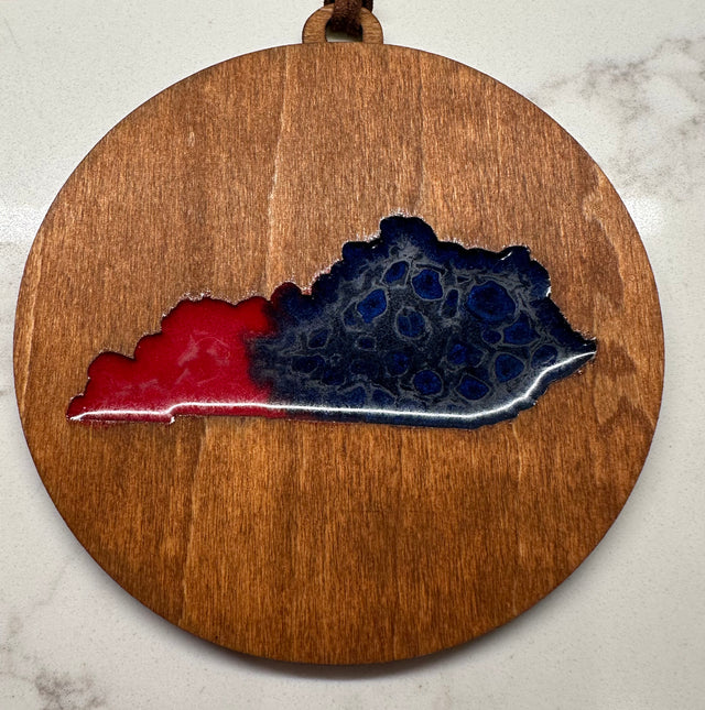 Handmade Wood and Resin Kentucky Ornament