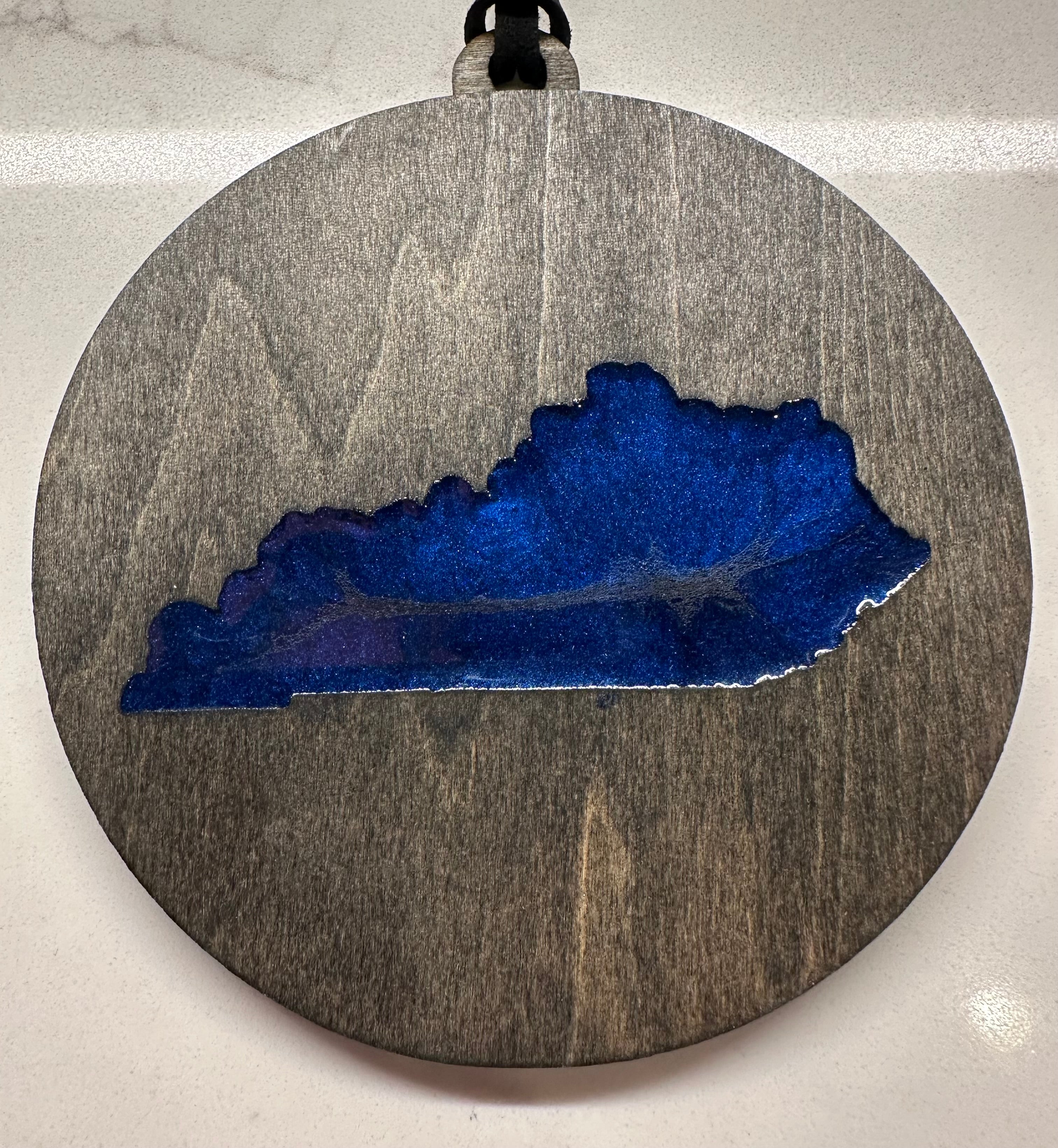 Handmade Wood and Resin Kentucky Ornament