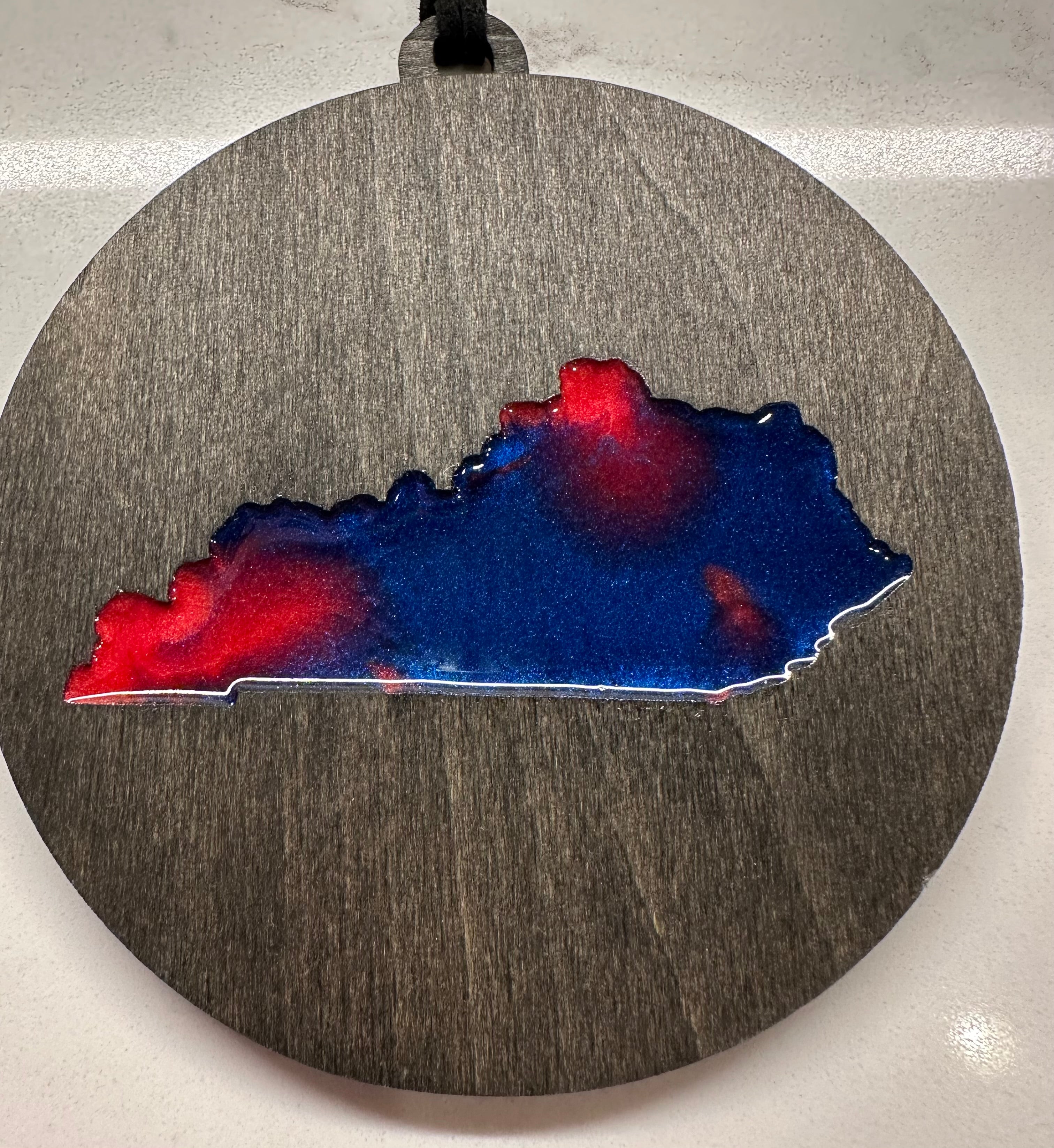 Handmade Wood and Resin Kentucky Ornament
