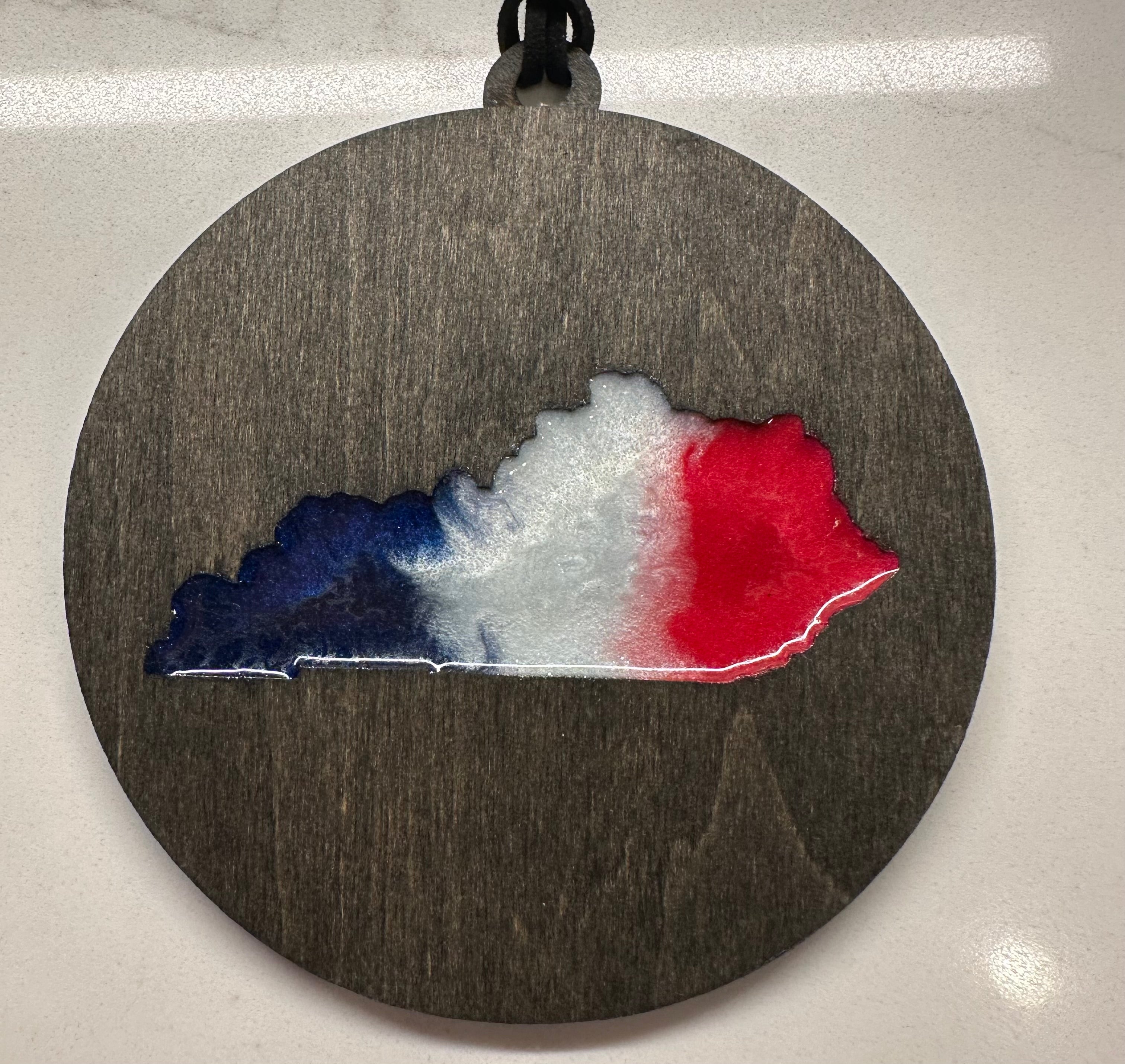 Handmade Wood and Resin Kentucky Ornament
