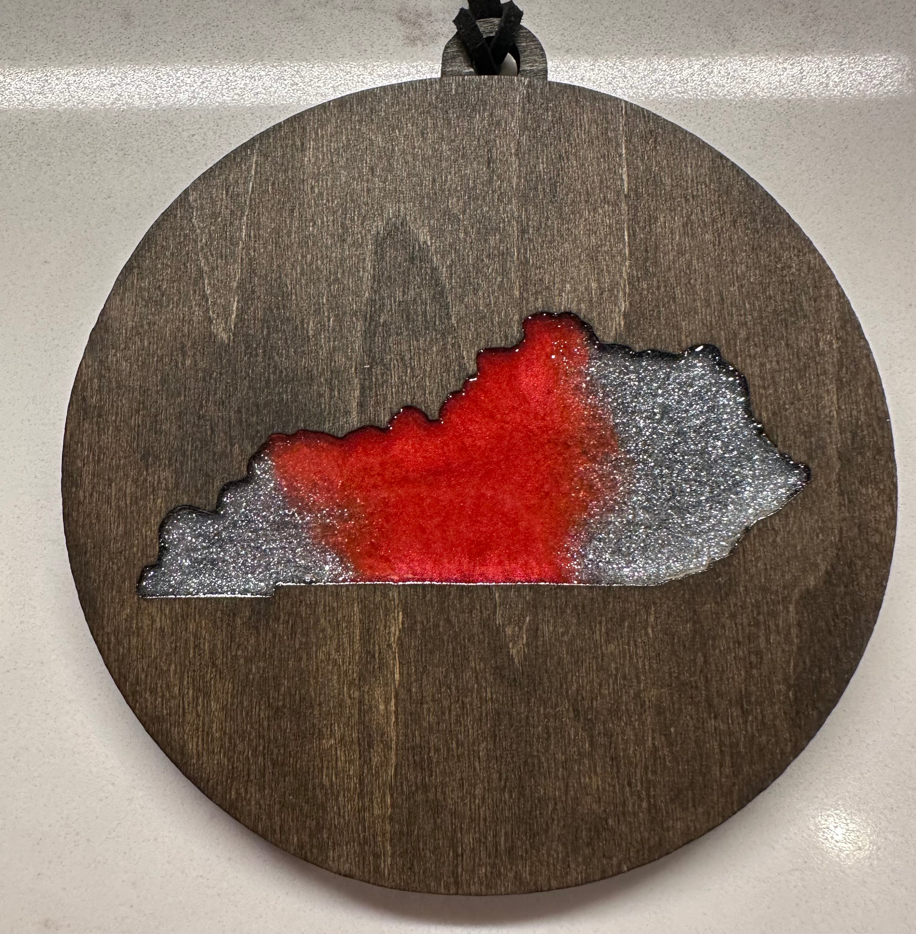 Handmade Wood and Resin Kentucky Ornament