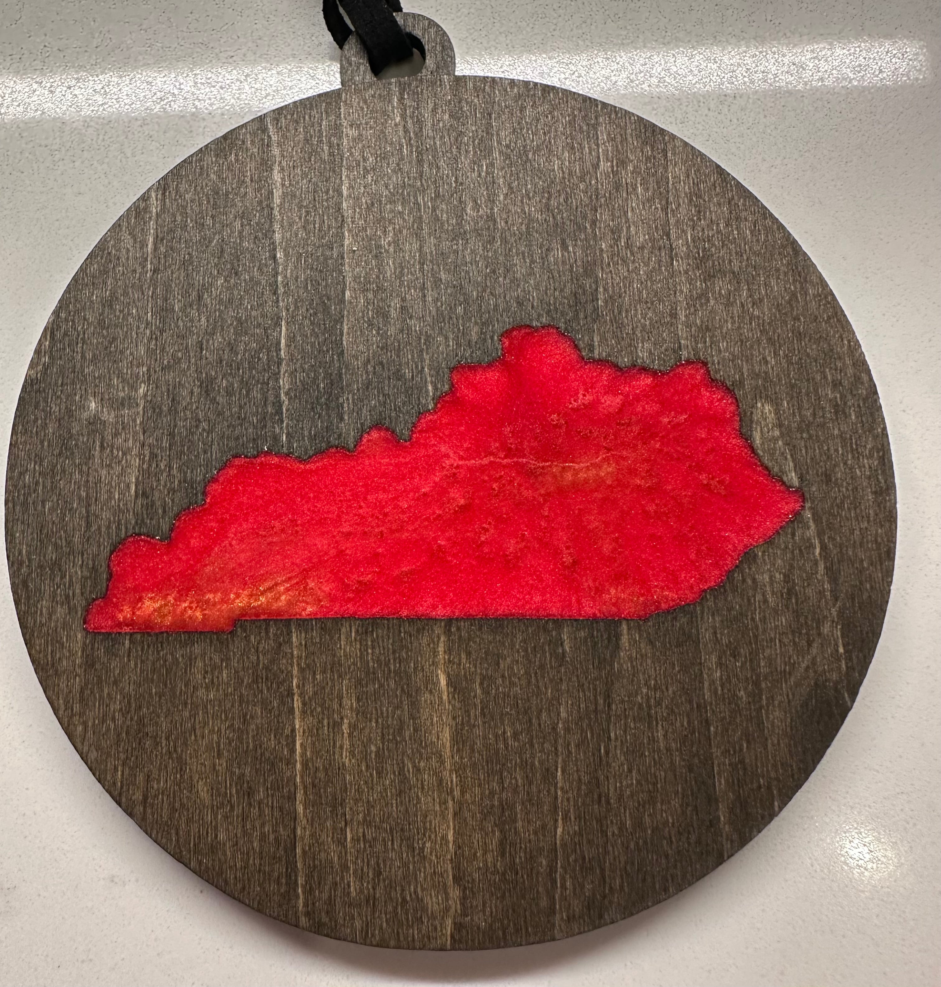 Handmade Wood and Resin Kentucky Ornament